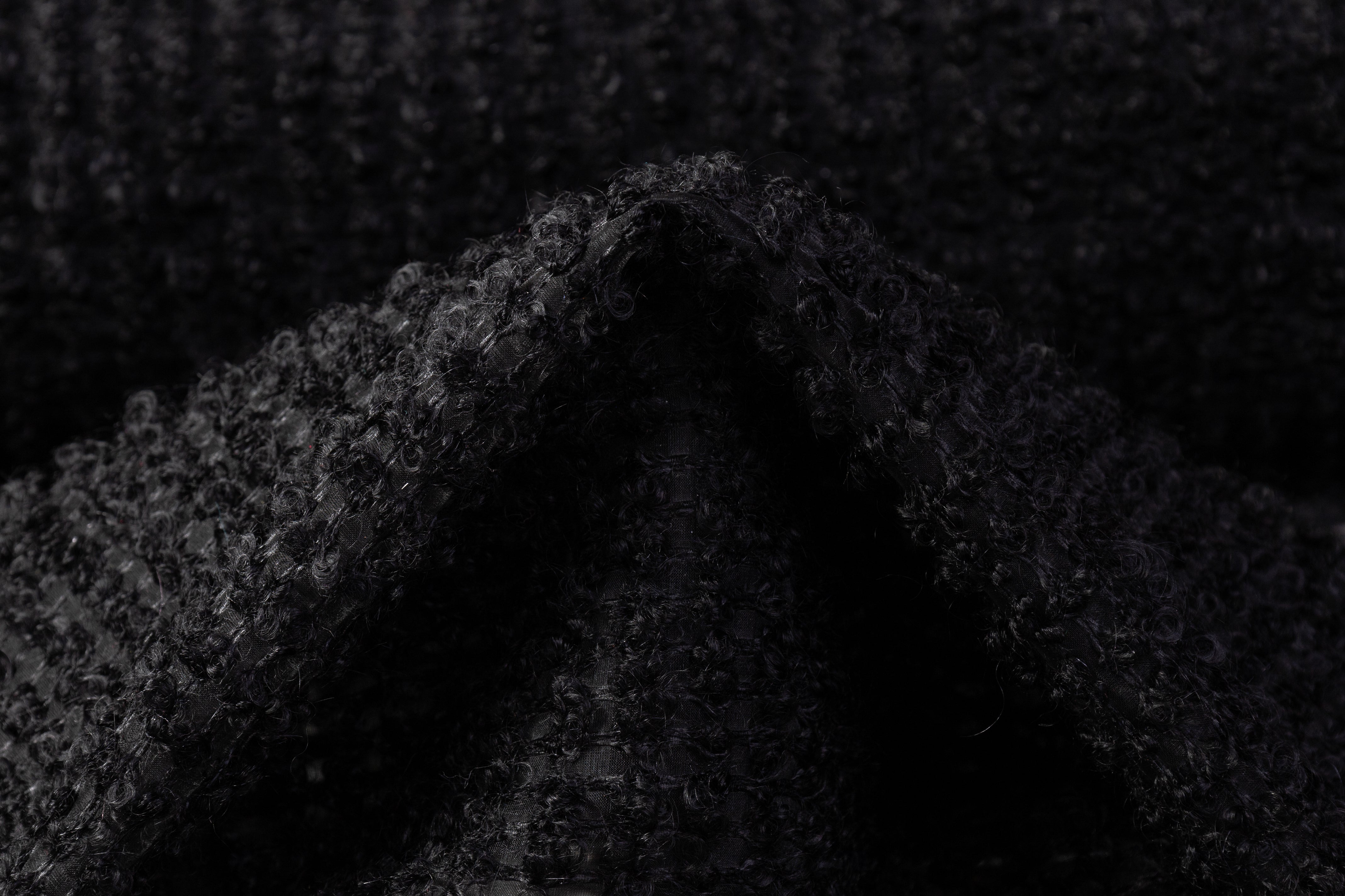 Italian Silk and Wool Organza Bouclé - Black