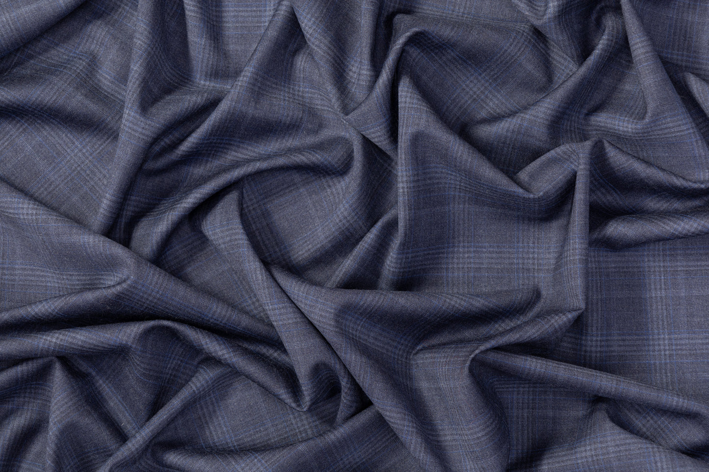 Plaid Italian Wool Suiting - Navy