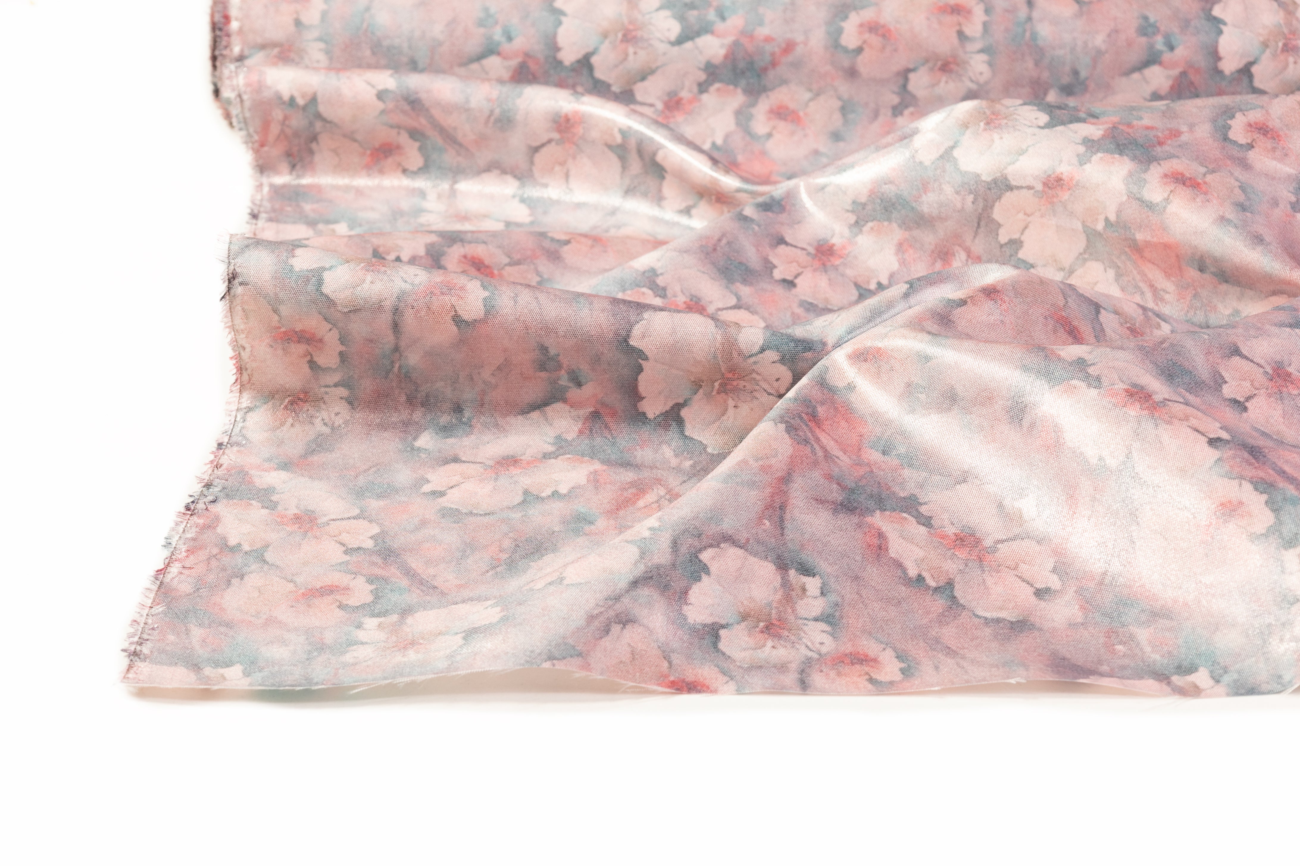 Floral Italian Silk Nylon Satin - Pink
