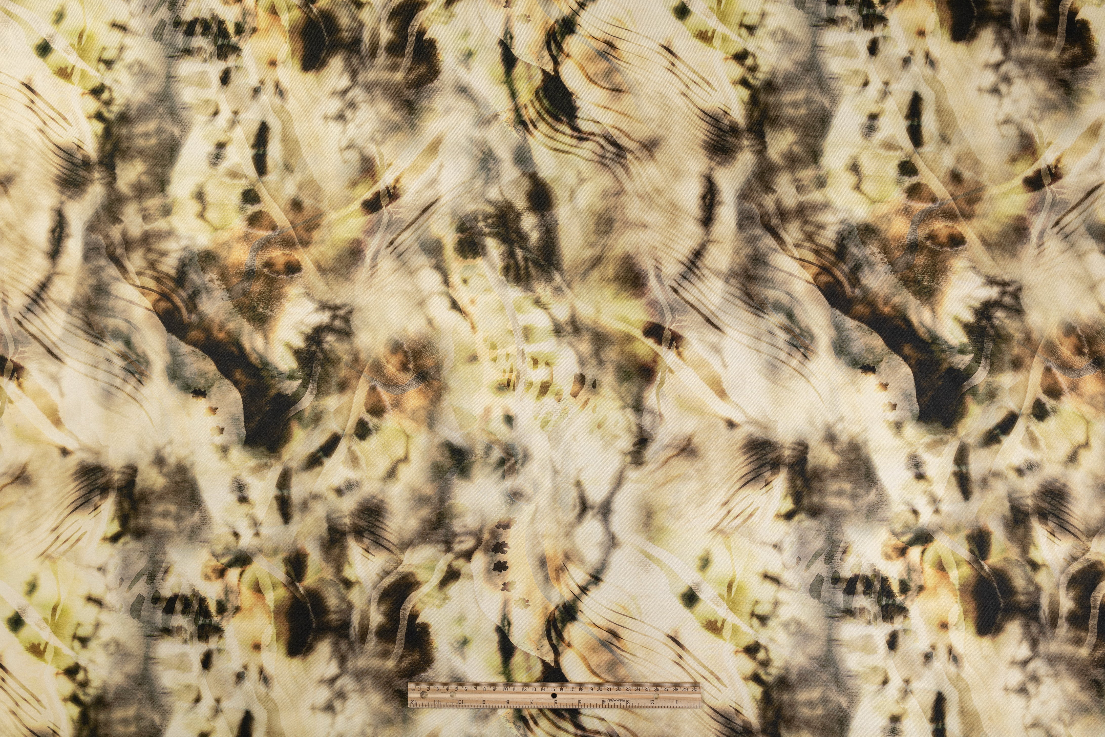 Heavy Abstract Italian Silk Twill - Beige