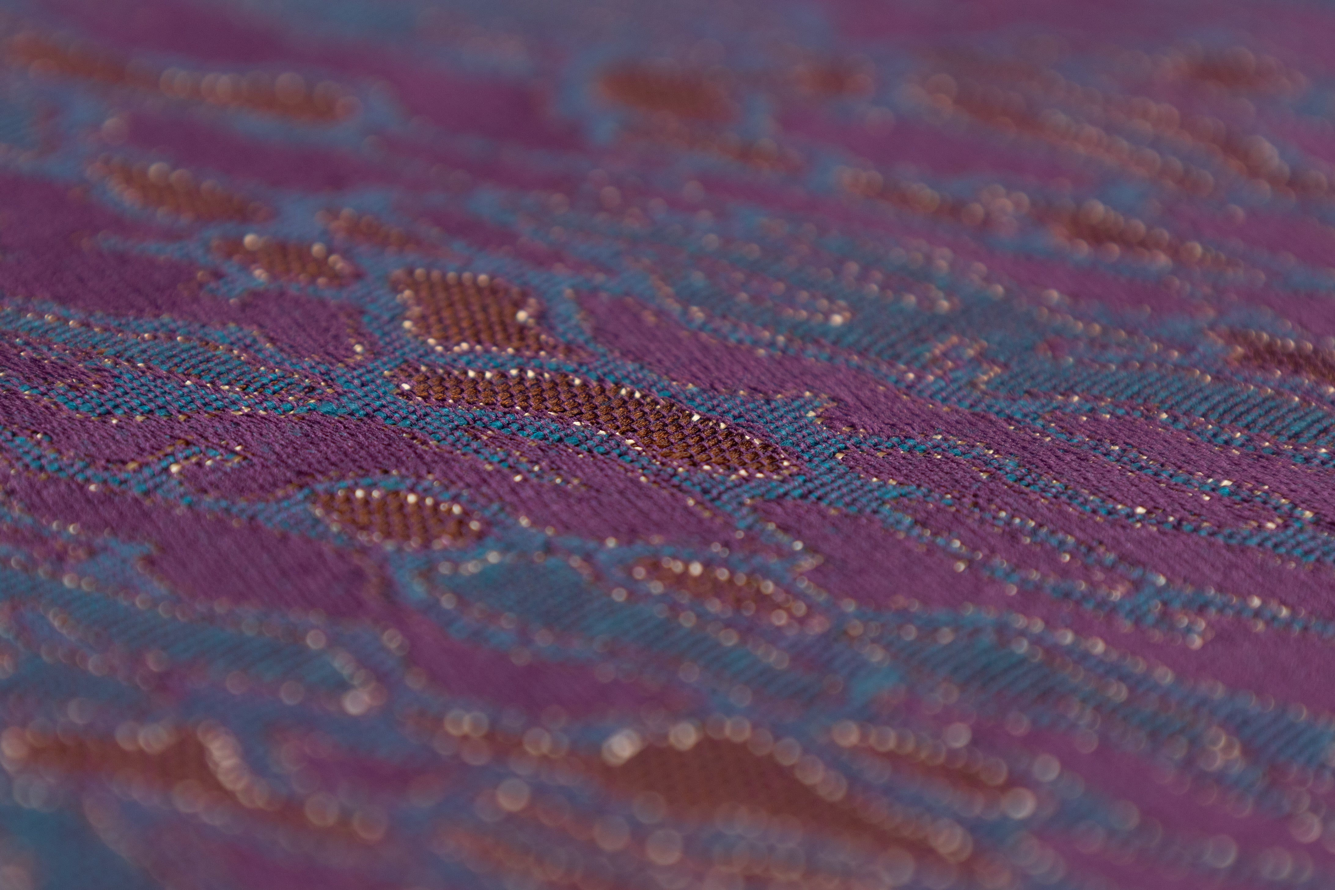 Abstract Metallic Poly Cotton Italian Brocade - Blue / Purple / Brown