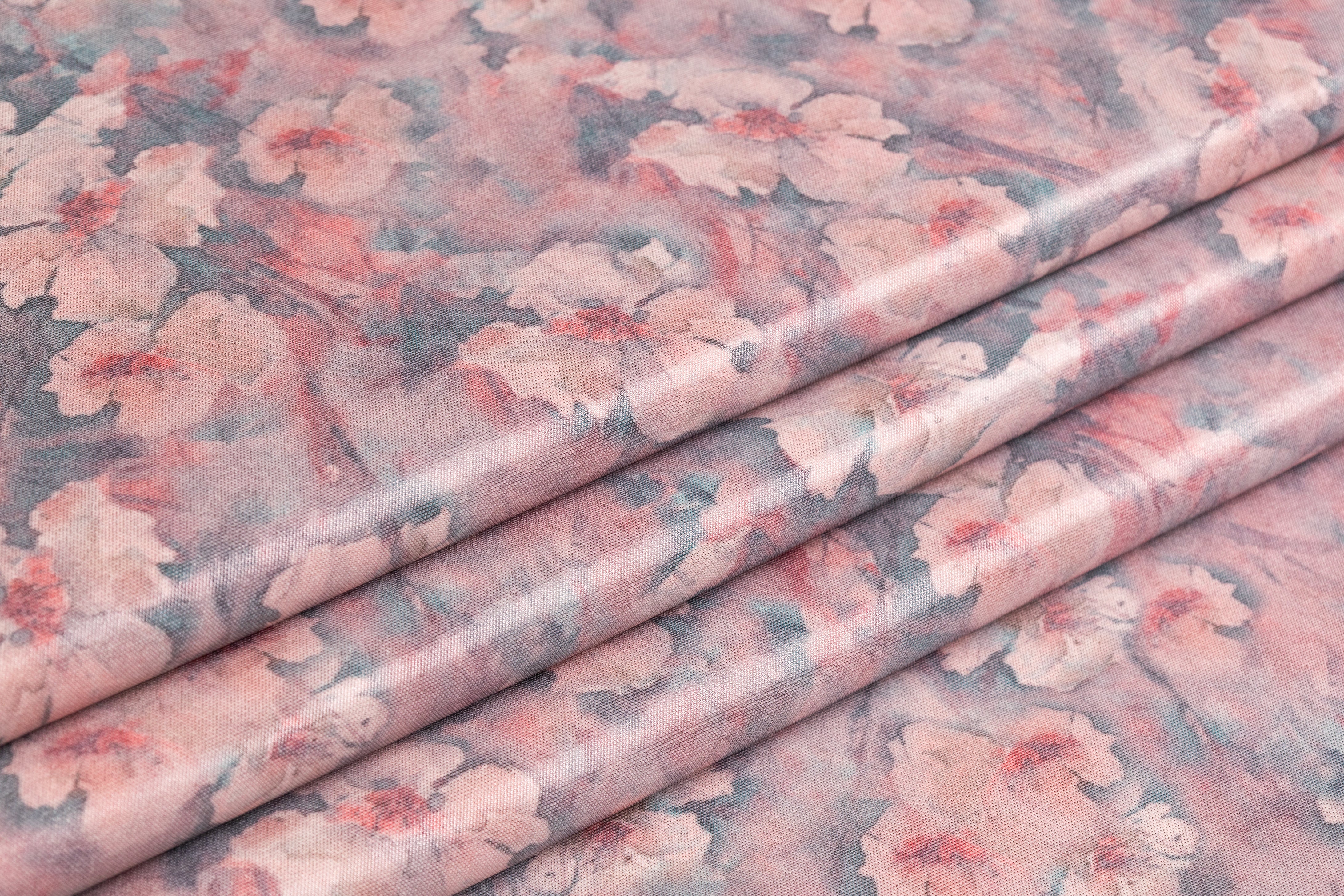 Floral Italian Silk Nylon Satin - Pink