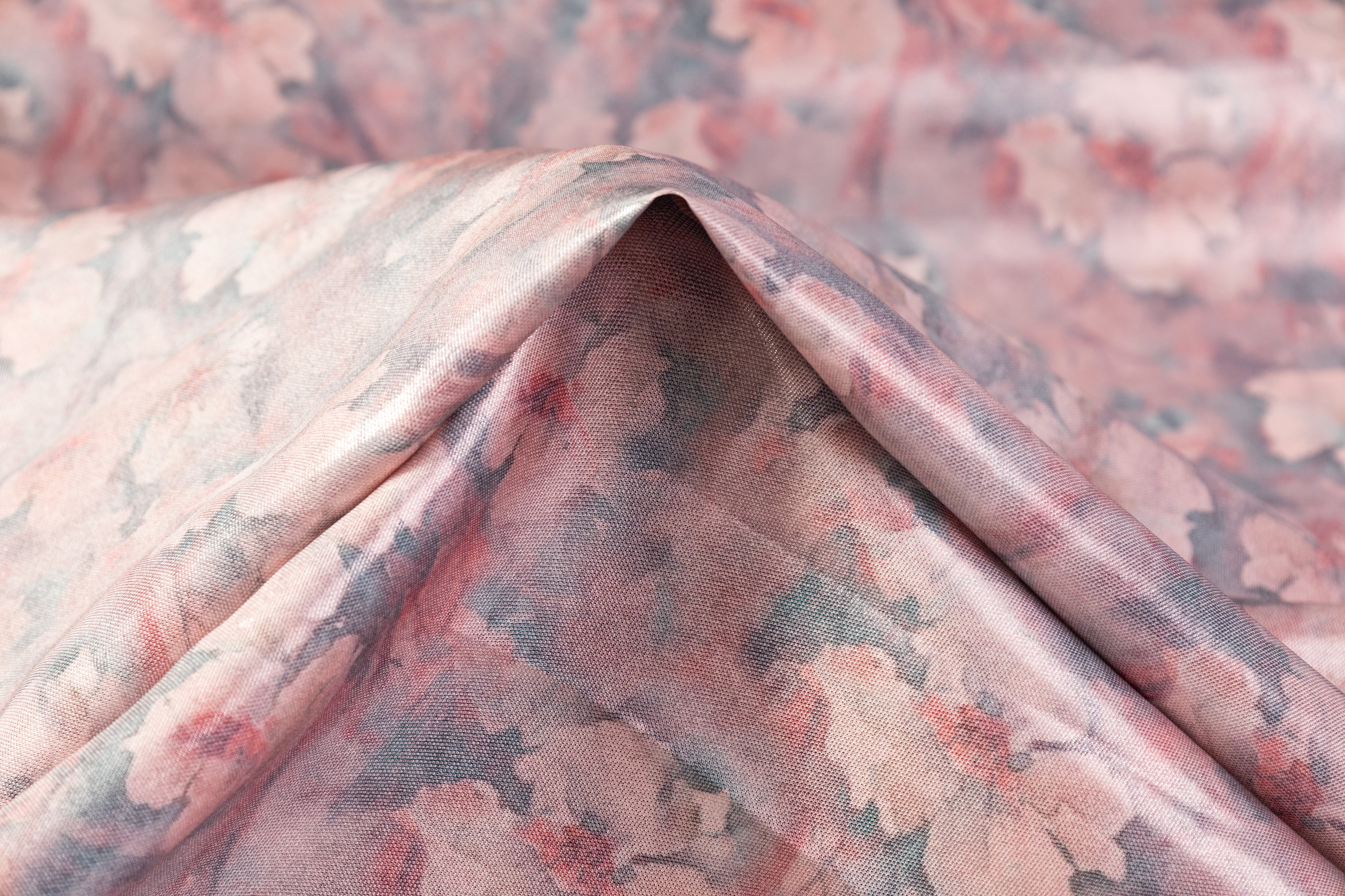 Floral Italian Silk Nylon Satin - Pink