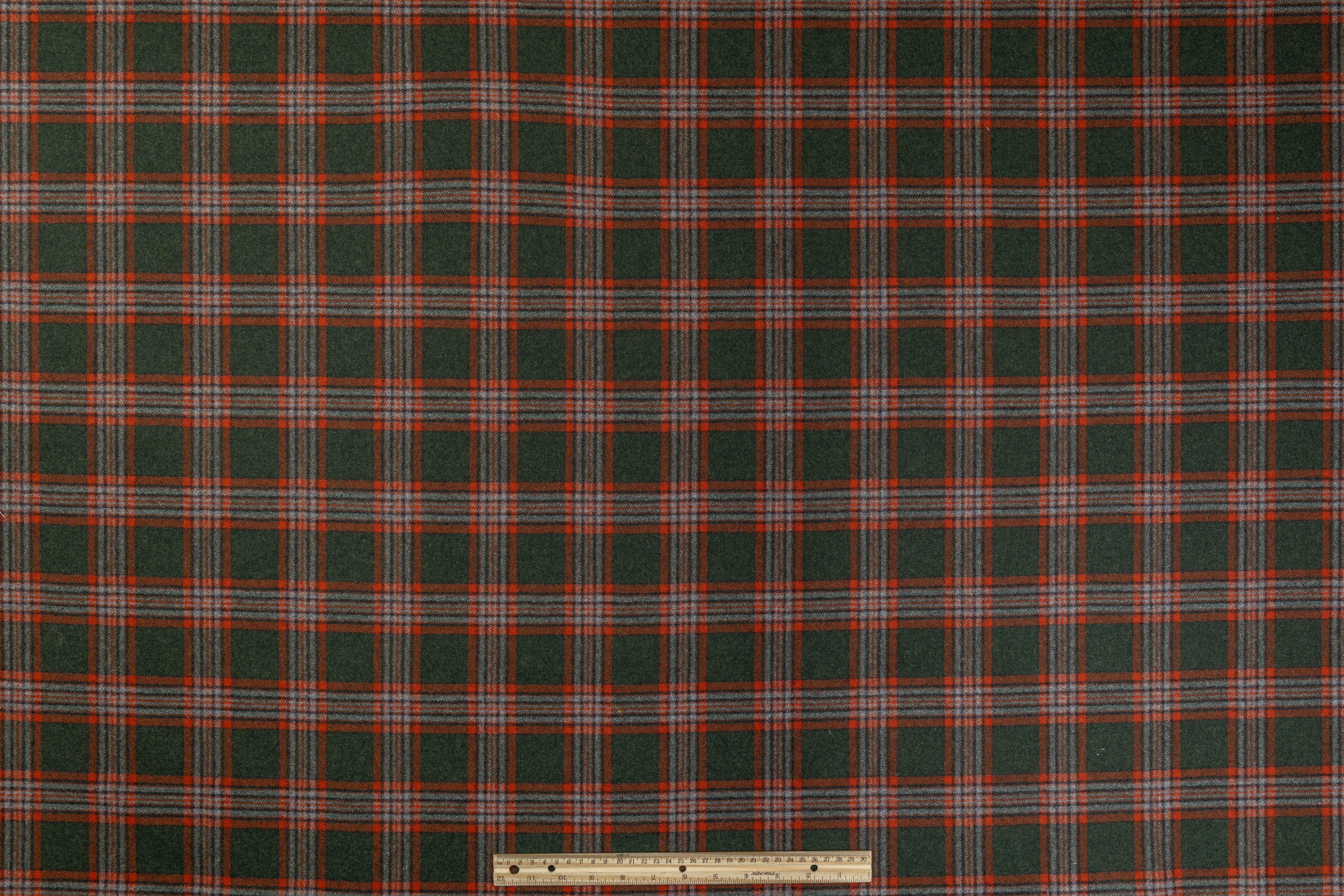 Plaid Italian Wool Suiting - Green / Orange