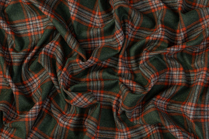 Plaid Italian Wool Suiting - Green / Orange