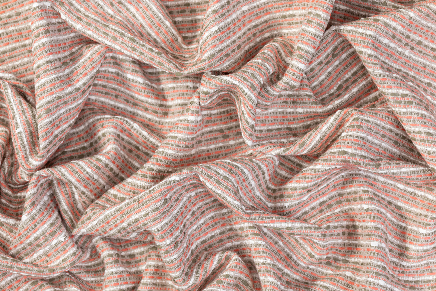 Italian Cotton Viscose Tweed - Green / Pink / White / Gray