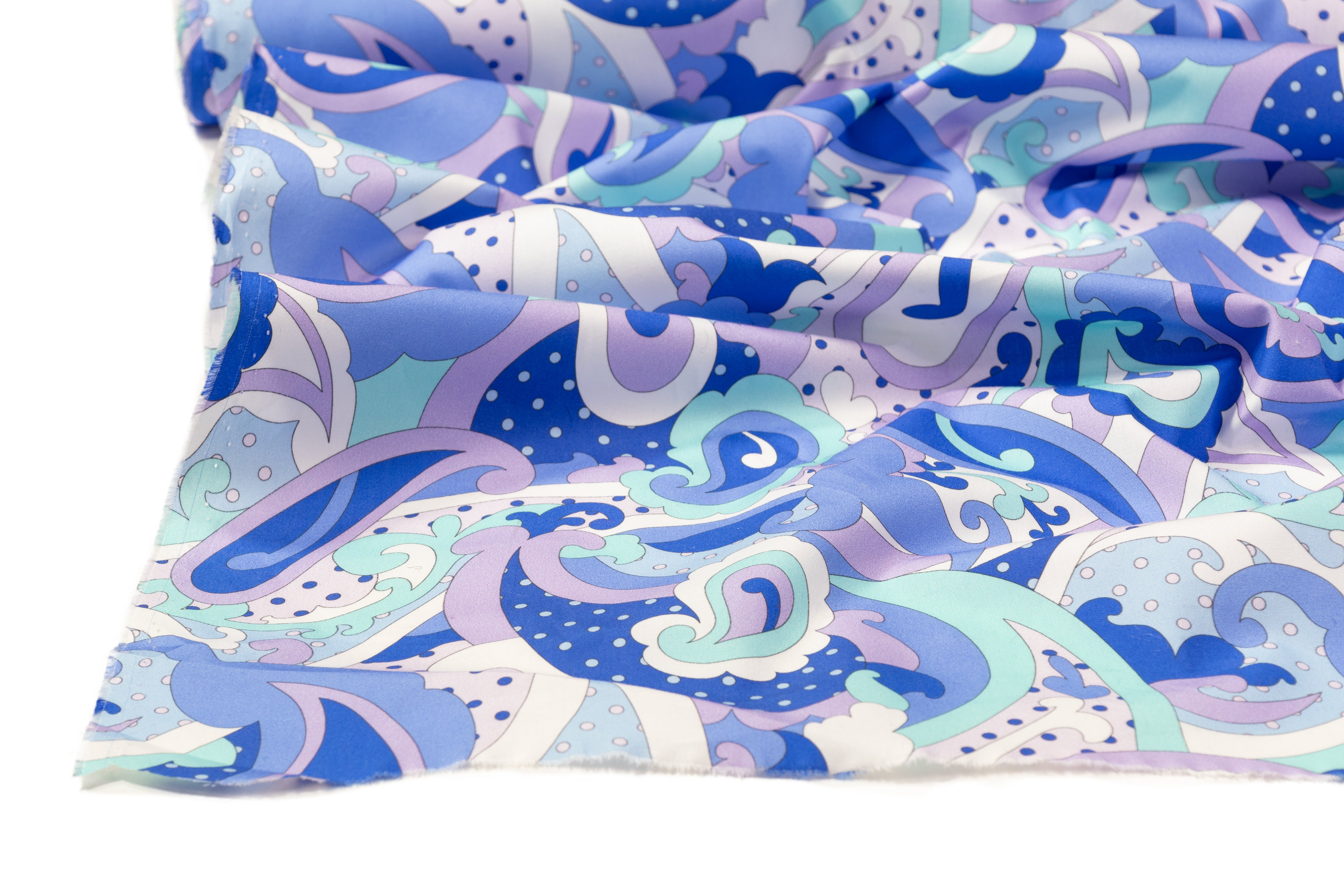 Paisley Printed Italian Cotton - Blue / Lavender