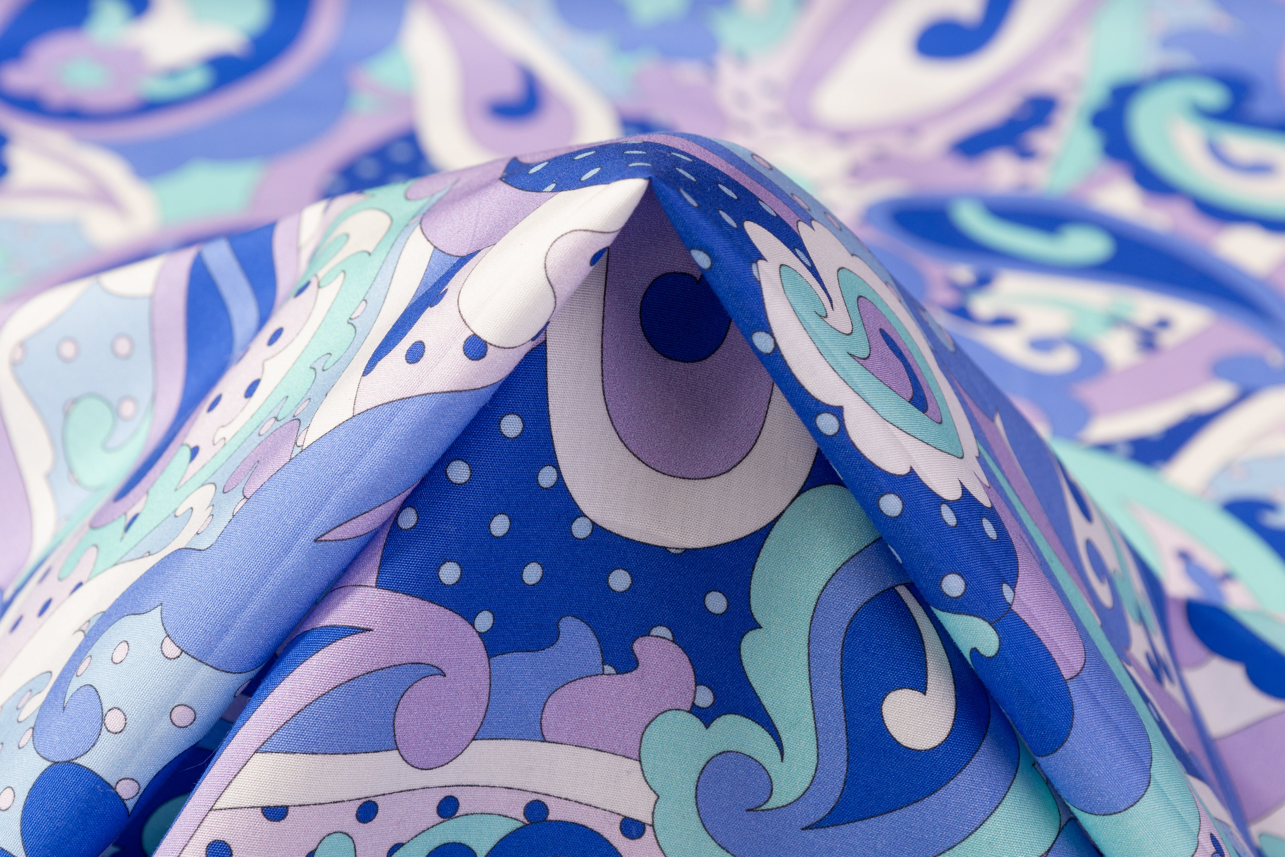 Paisley Printed Italian Cotton - Blue / Lavender