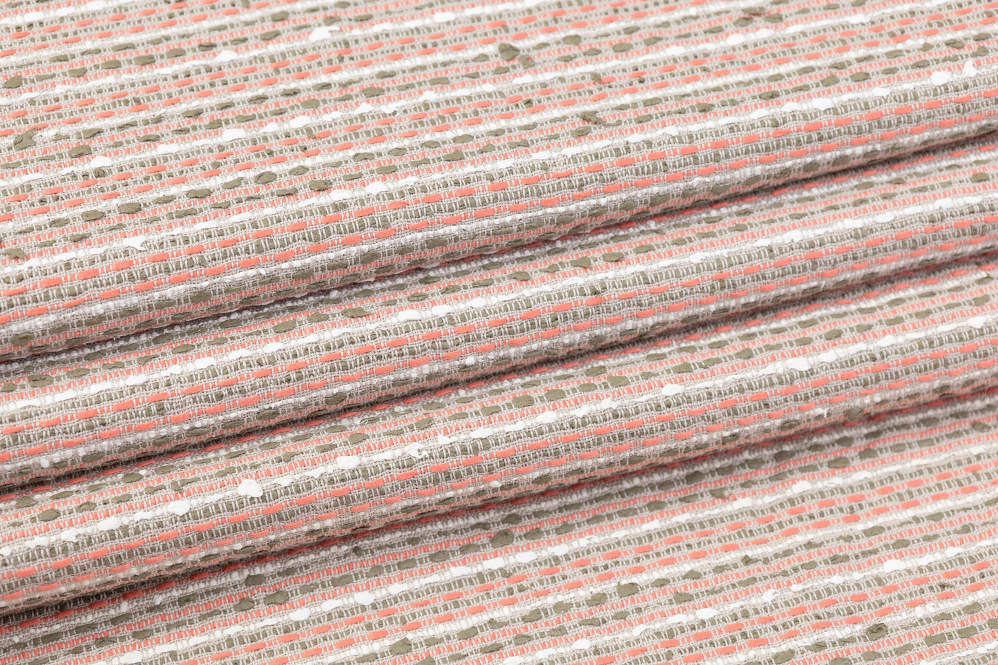 Italian Cotton Viscose Tweed - Green / Pink / White / Gray