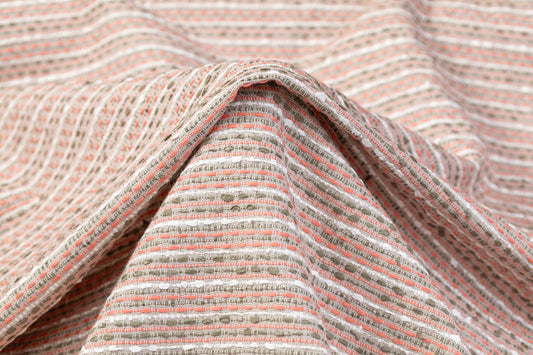 Italian Cotton Viscose Tweed - Green / Pink / White / Gray