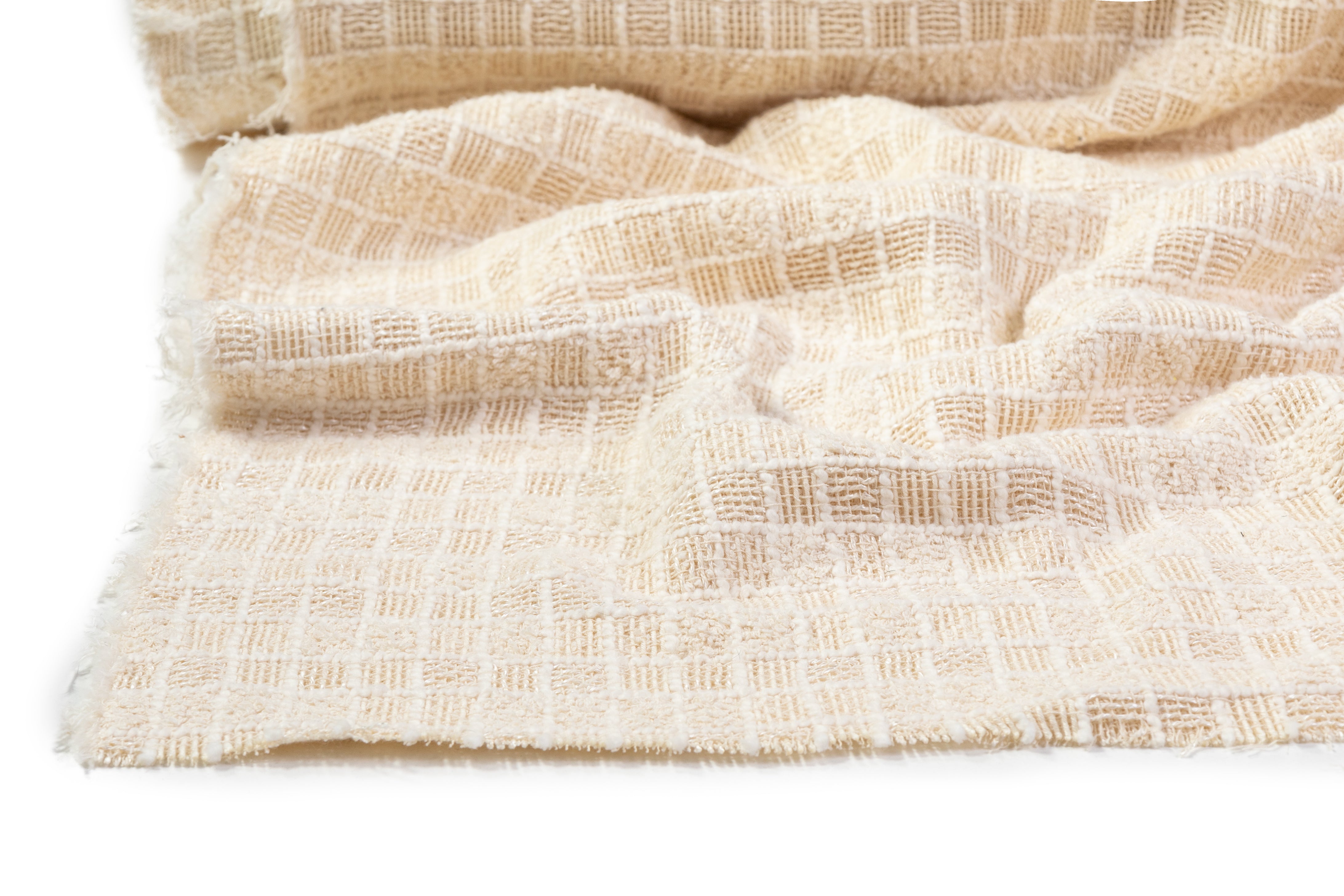 Italian Cotton Blend Tweed Boucle - Ivory