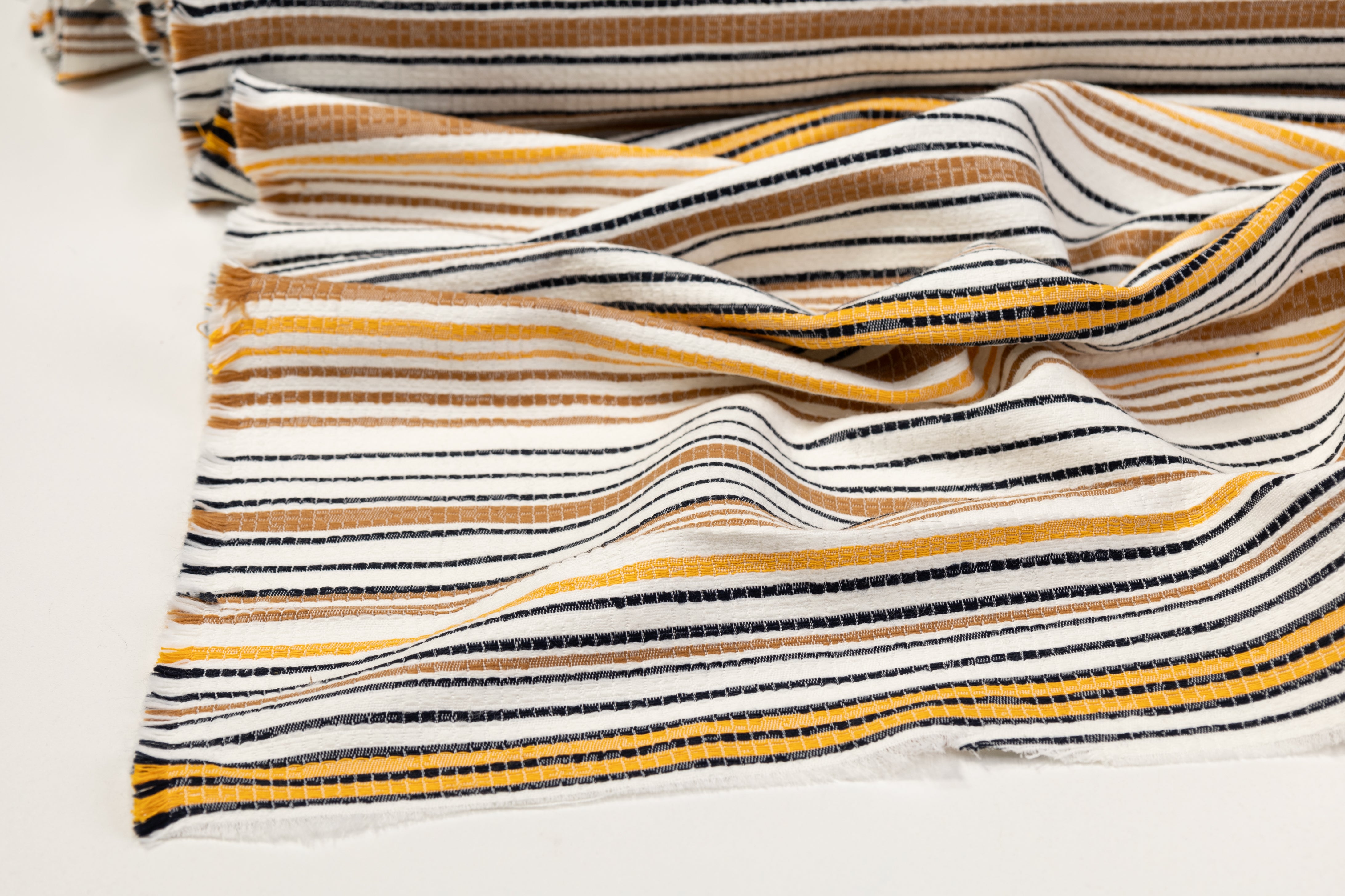 Striped Italian Brocade - Brown / White / Yellow
