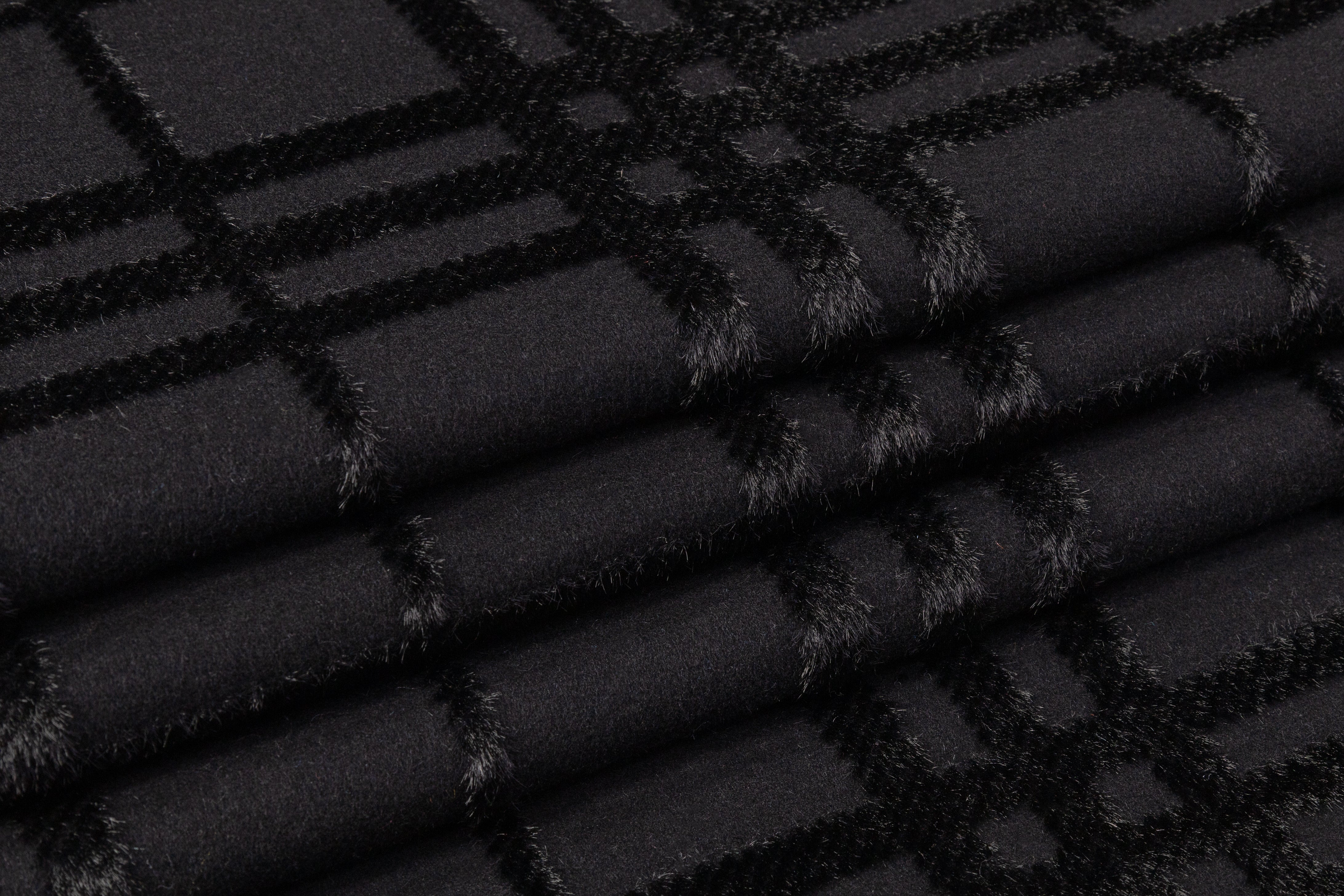 Checked Italian Wool Blend Coating - Black