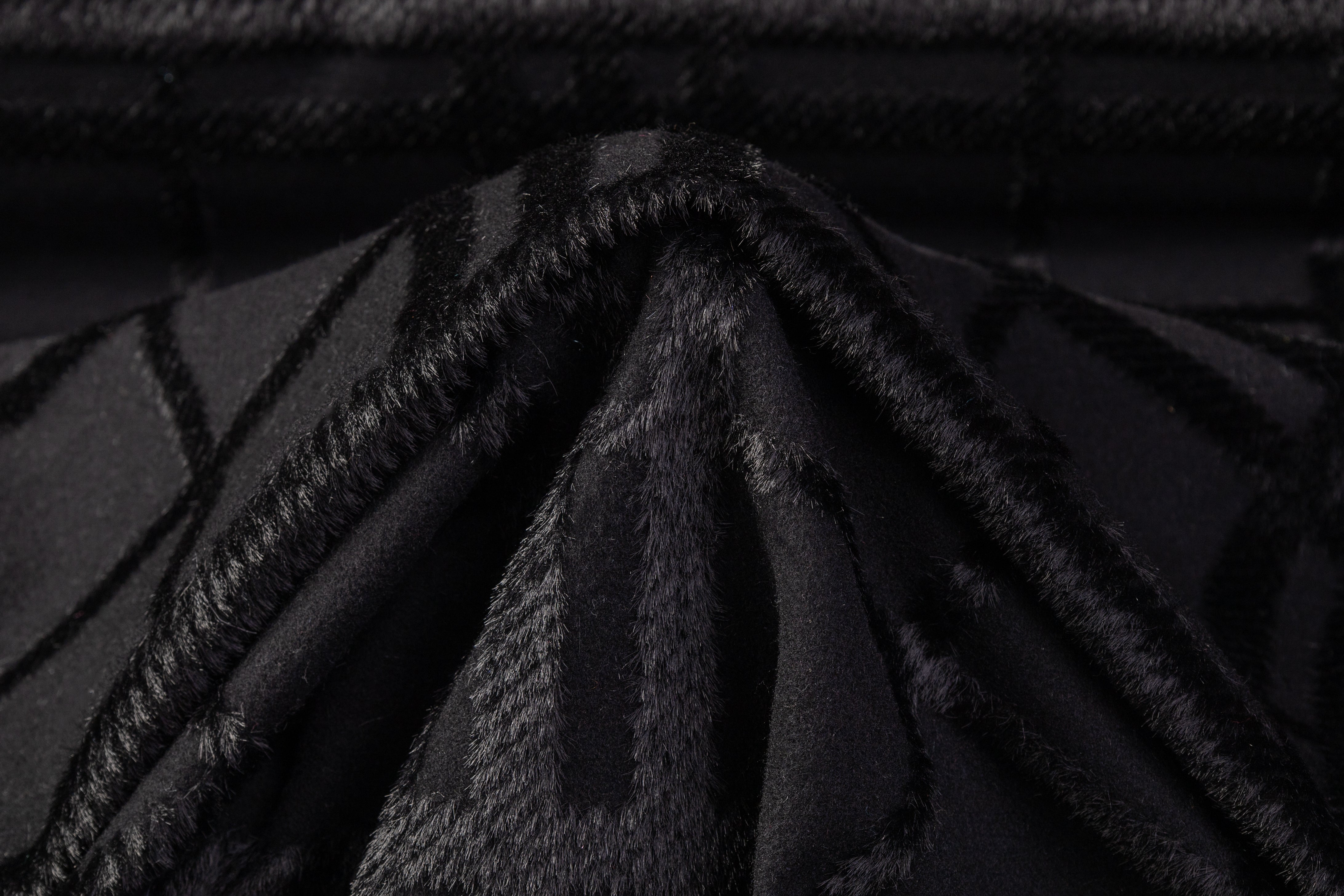 Checked Italian Wool Blend Coating - Black