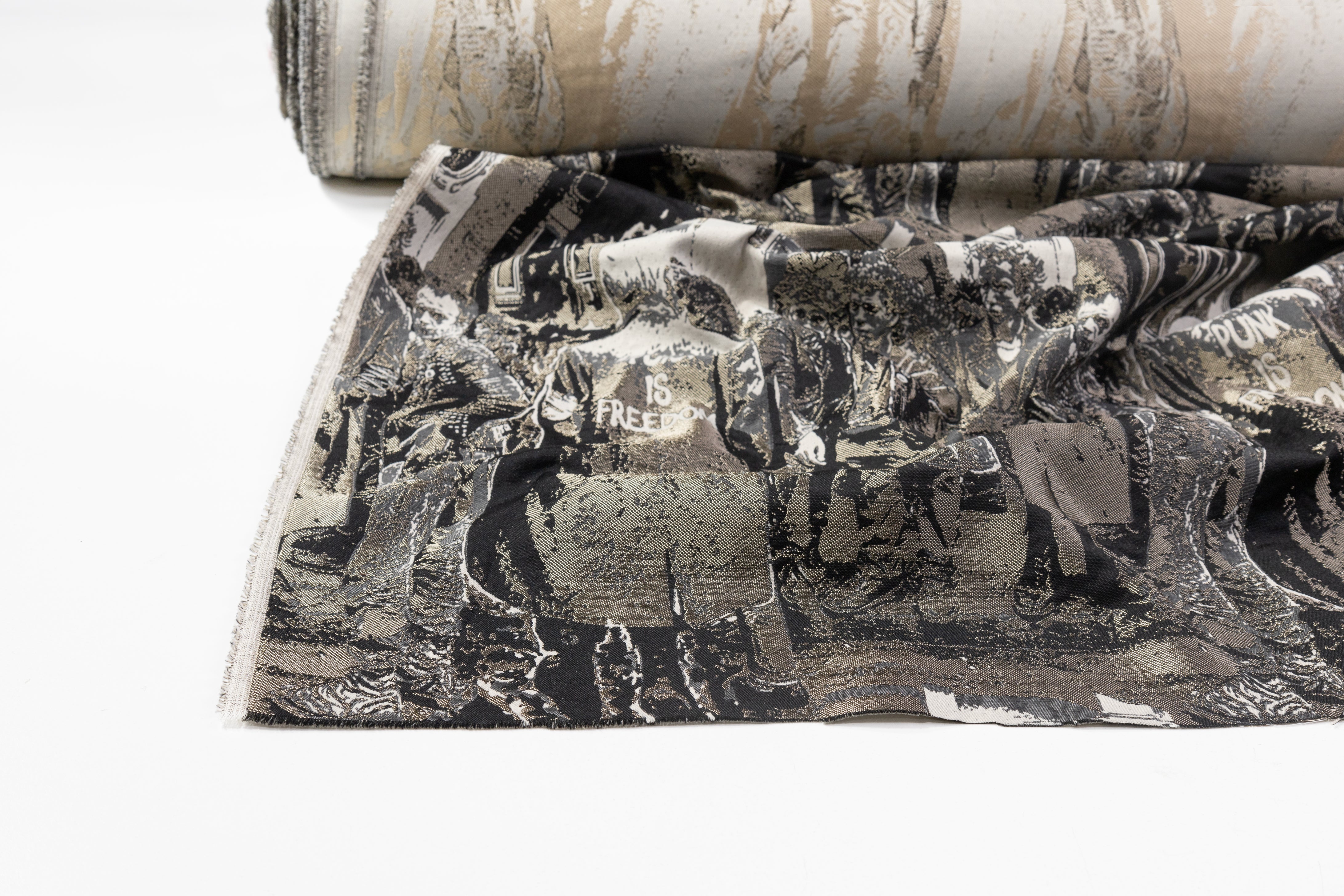 Punk is Freedom - Italian Brocade Panel - Black / Taupe