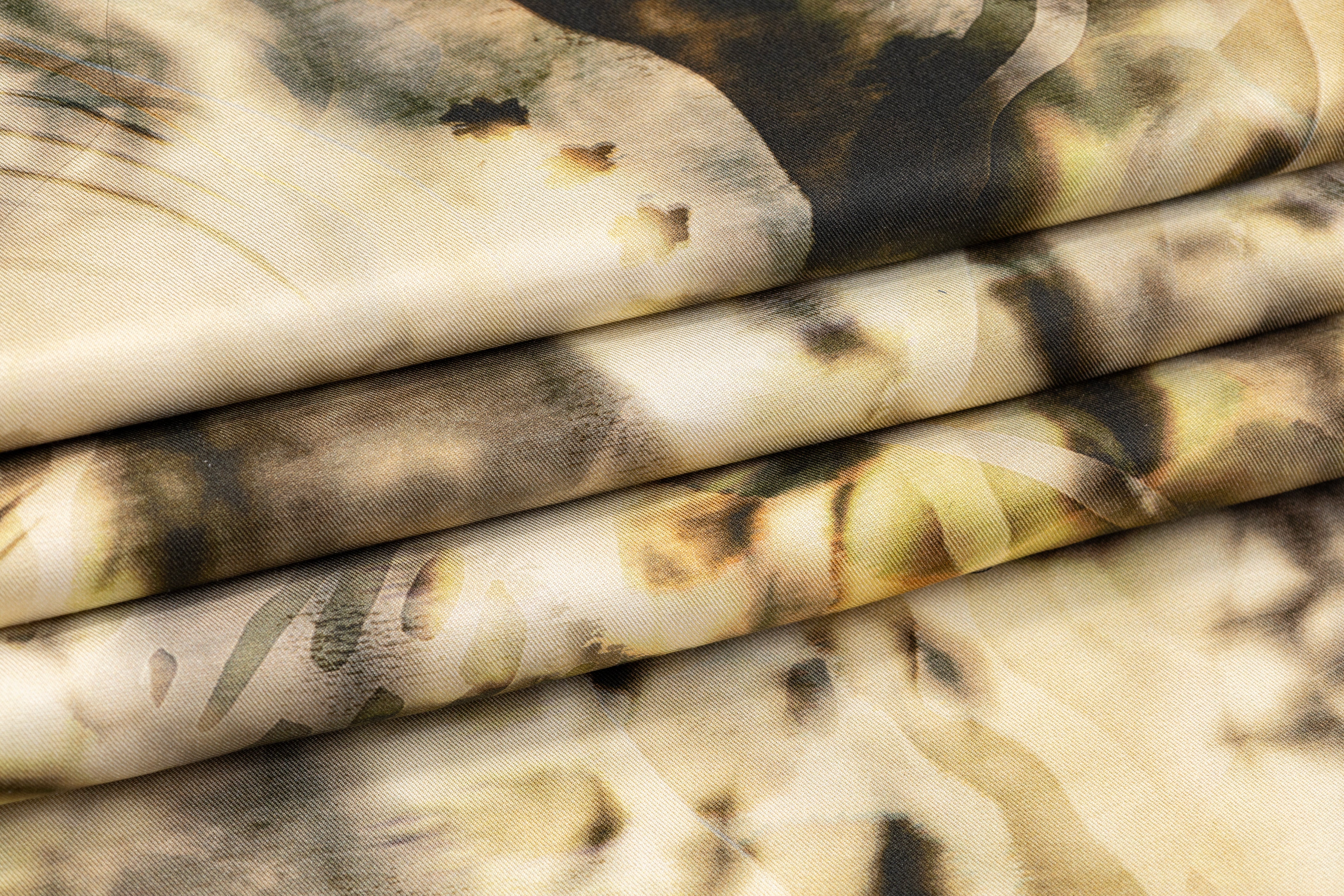 Heavy Abstract Italian Silk Twill - Beige