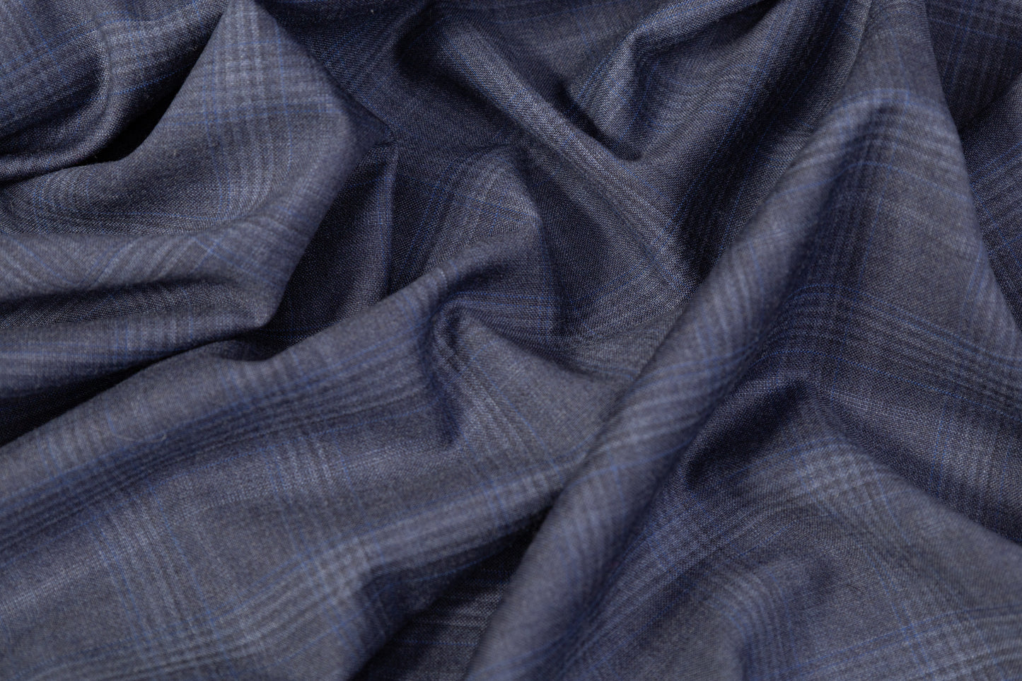 Plaid Italian Wool Suiting - Navy