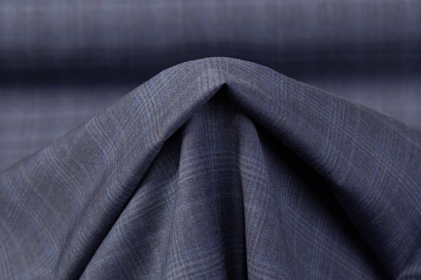Plaid Italian Wool Suiting - Navy