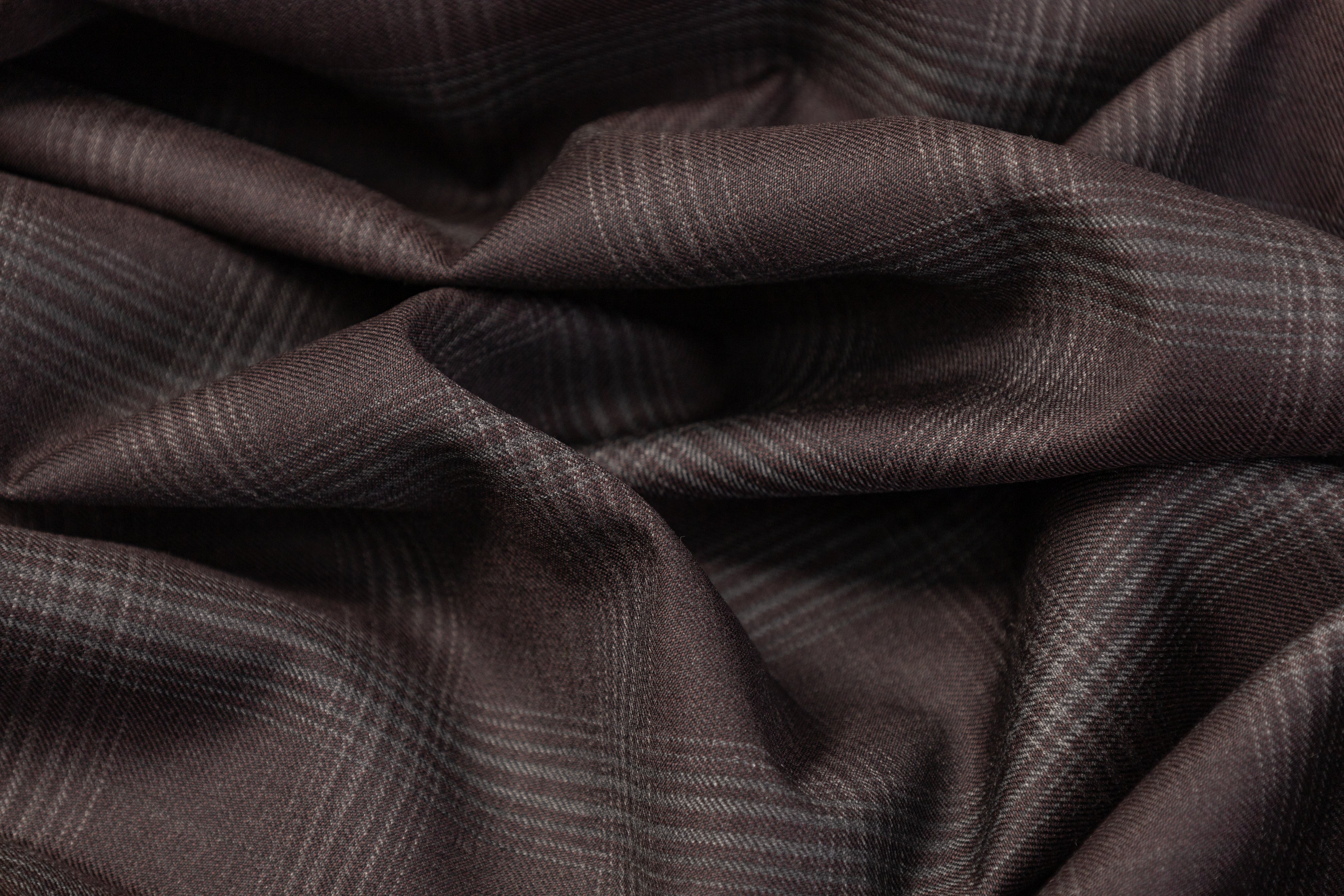 Super 130's Plaid Italian Wool Suiting - Thunder