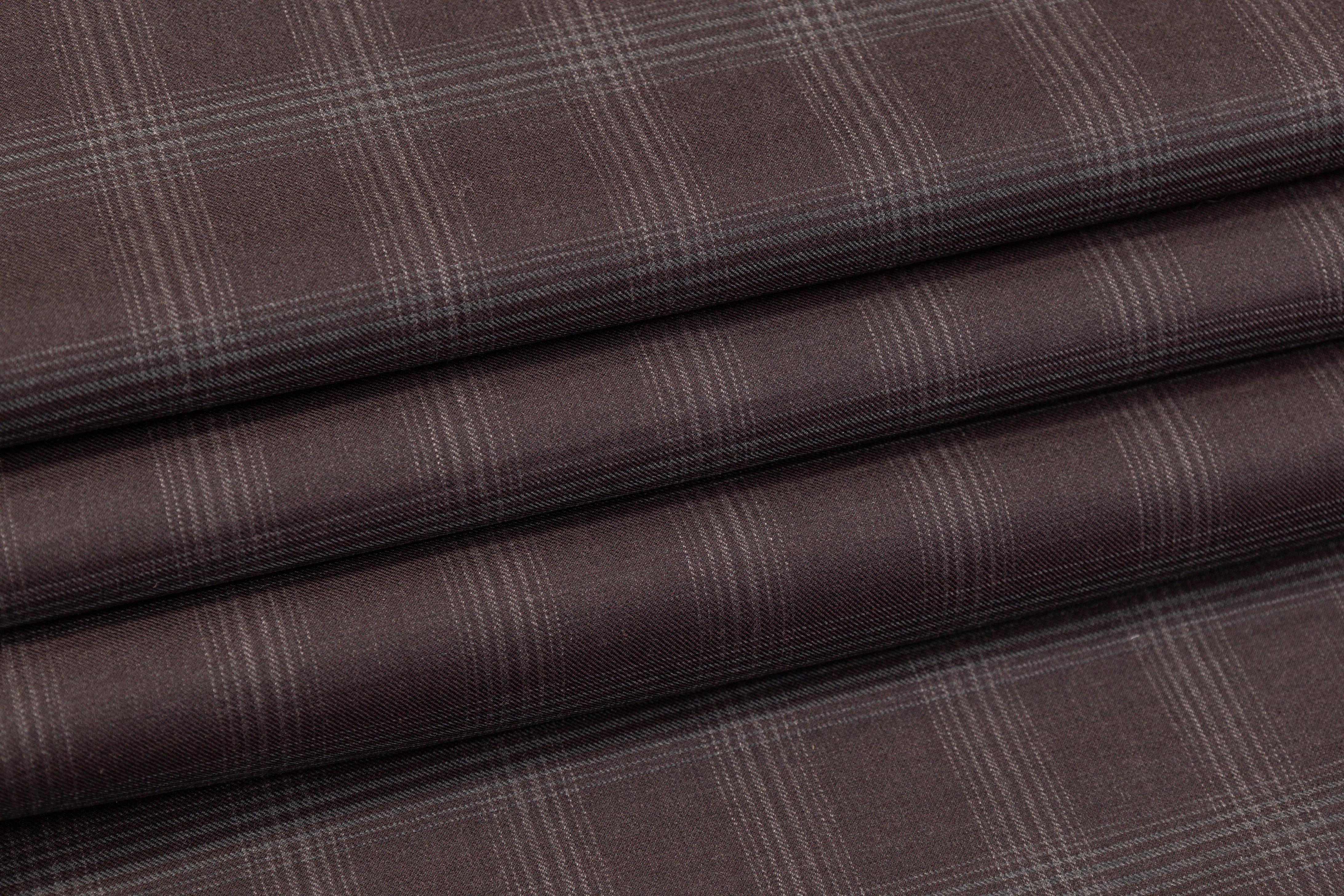 Super 130's Plaid Italian Wool Suiting - Thunder