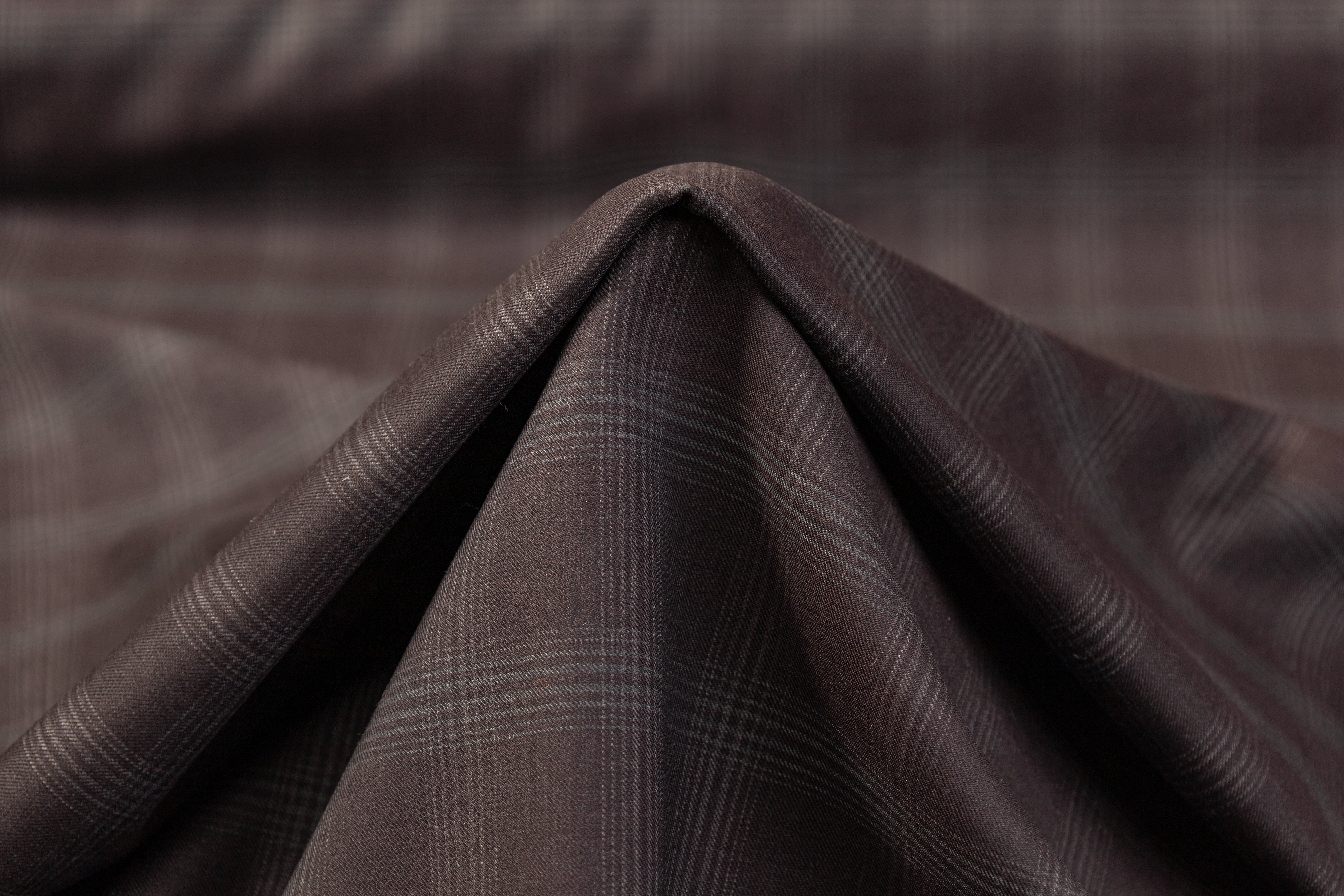 Super 130's Plaid Italian Wool Suiting - Thunder