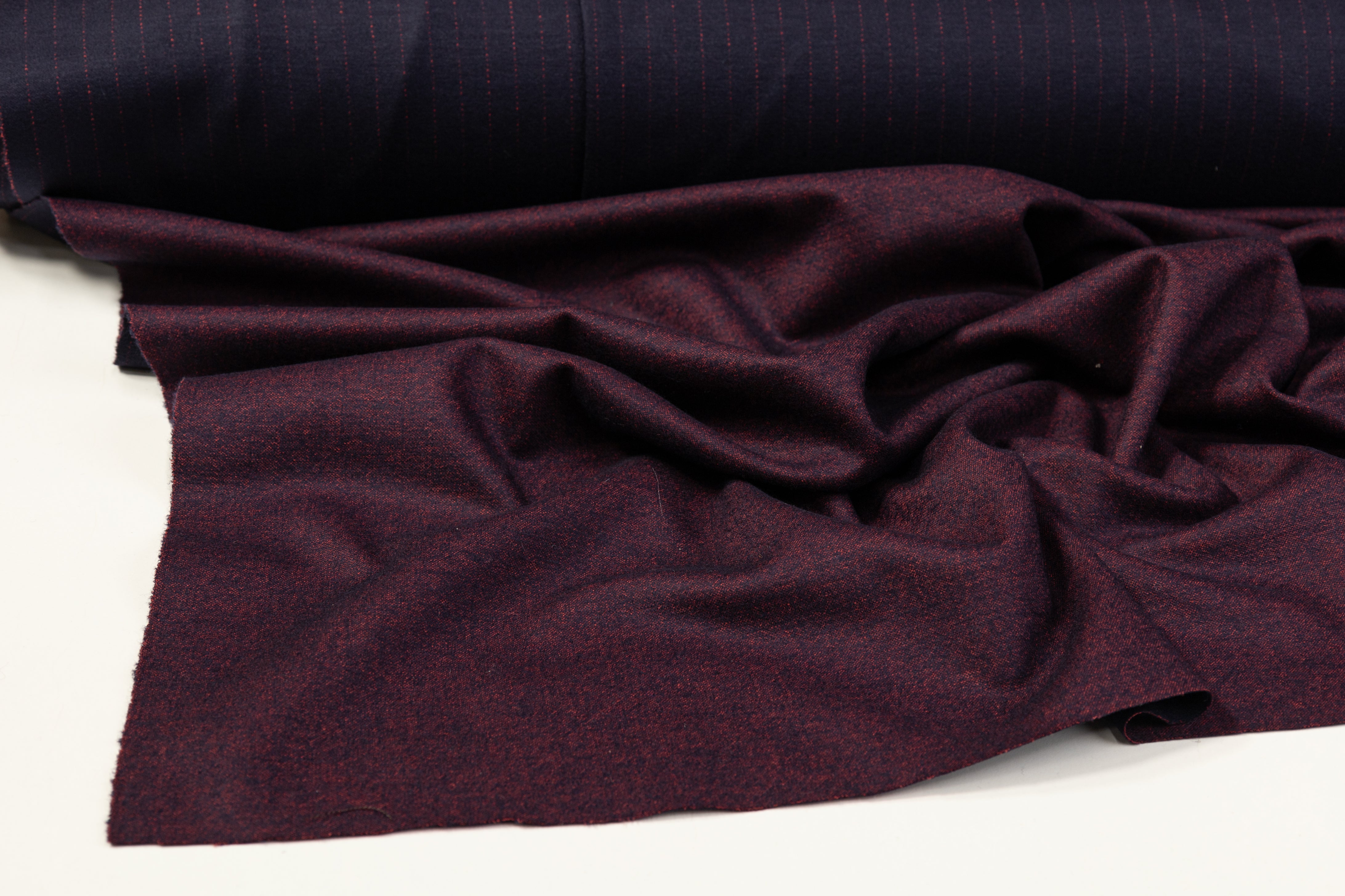 Double-Faced Italian Wool Jersey - Navy / Burgundy