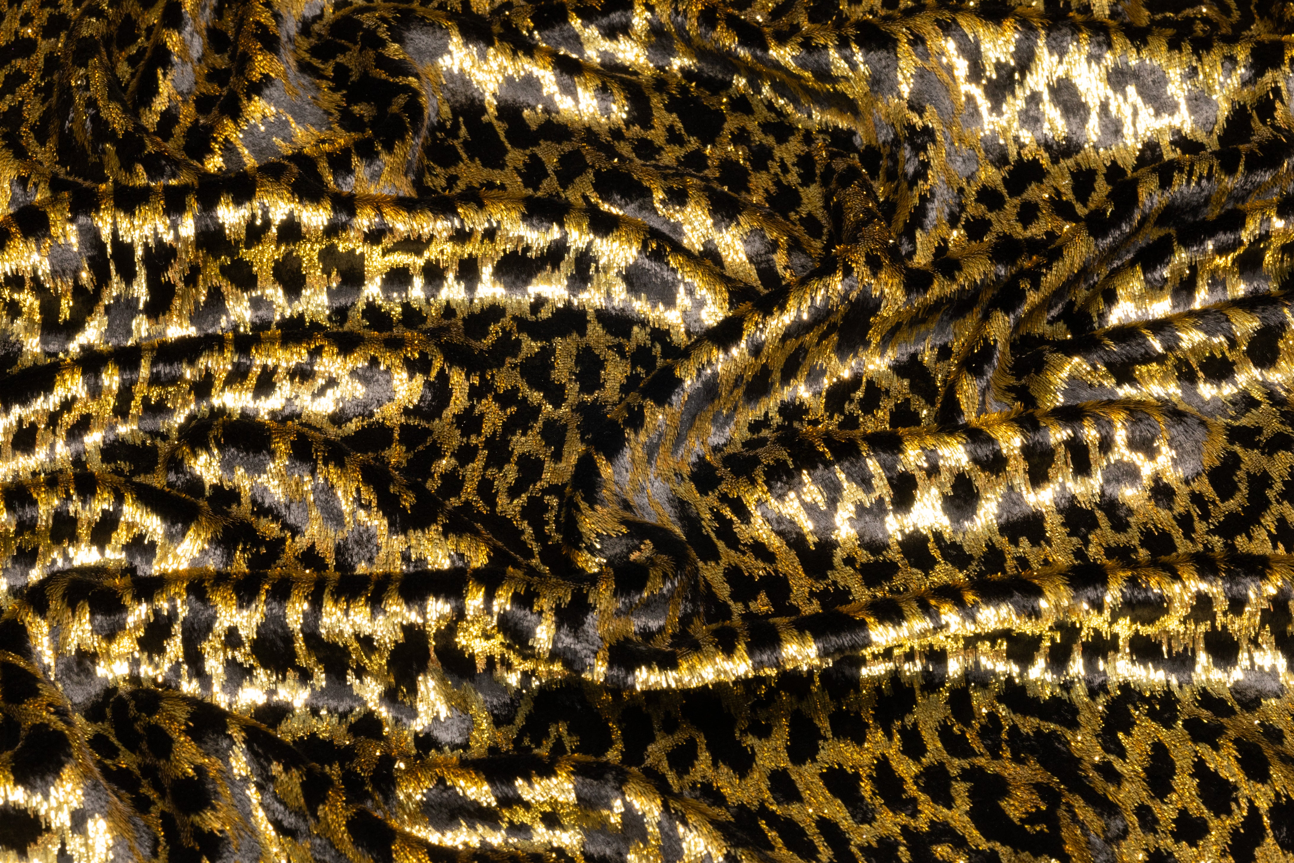 Metallic Italian Silk Viscose Velvet - Black / Gold