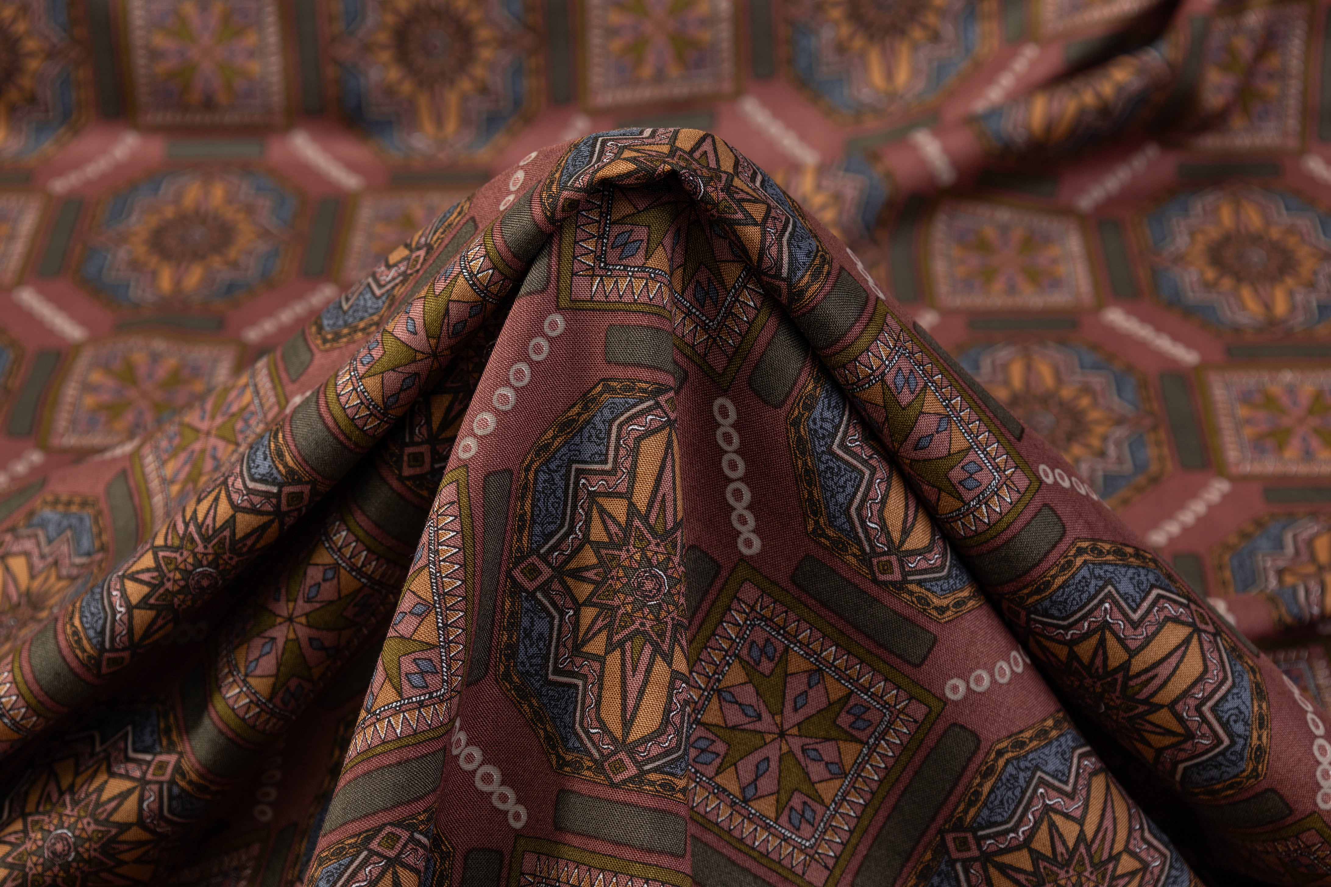 Printed Italian Viscose Challis - Multicolor