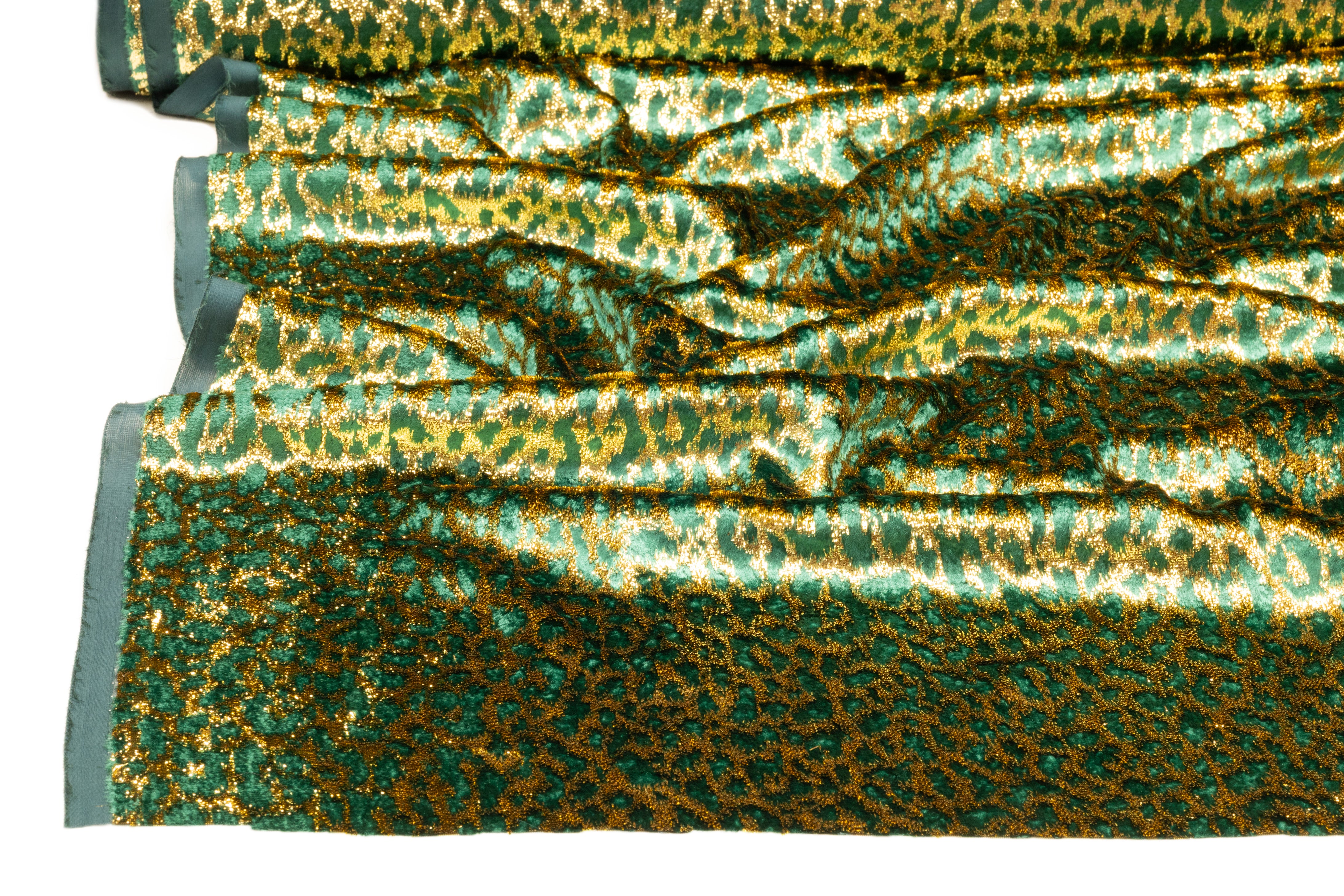 Metallic Italian Silk Viscose Velvet - Emerald Green / Gold