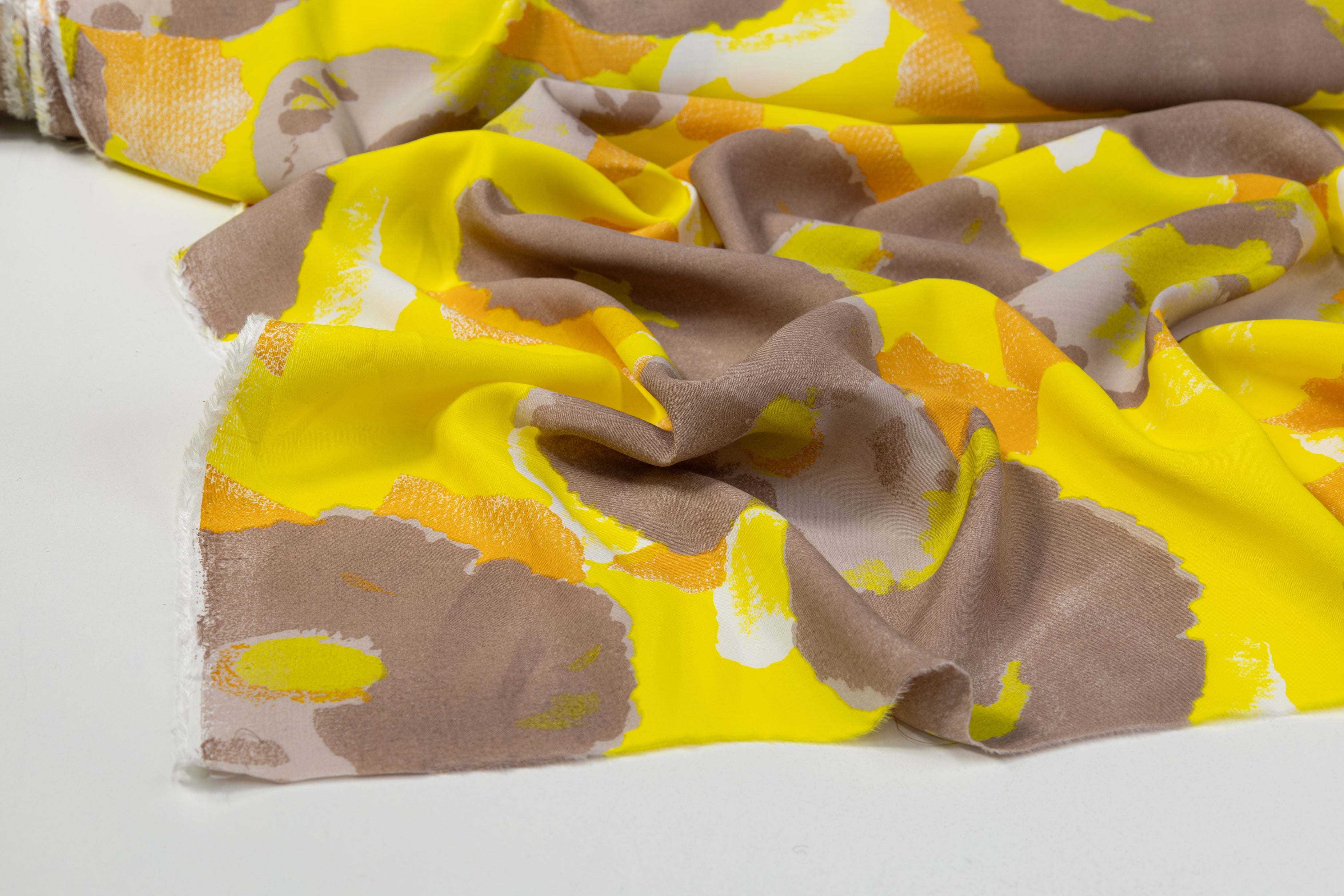 Abstract Printed Italian Viscose - Yellow