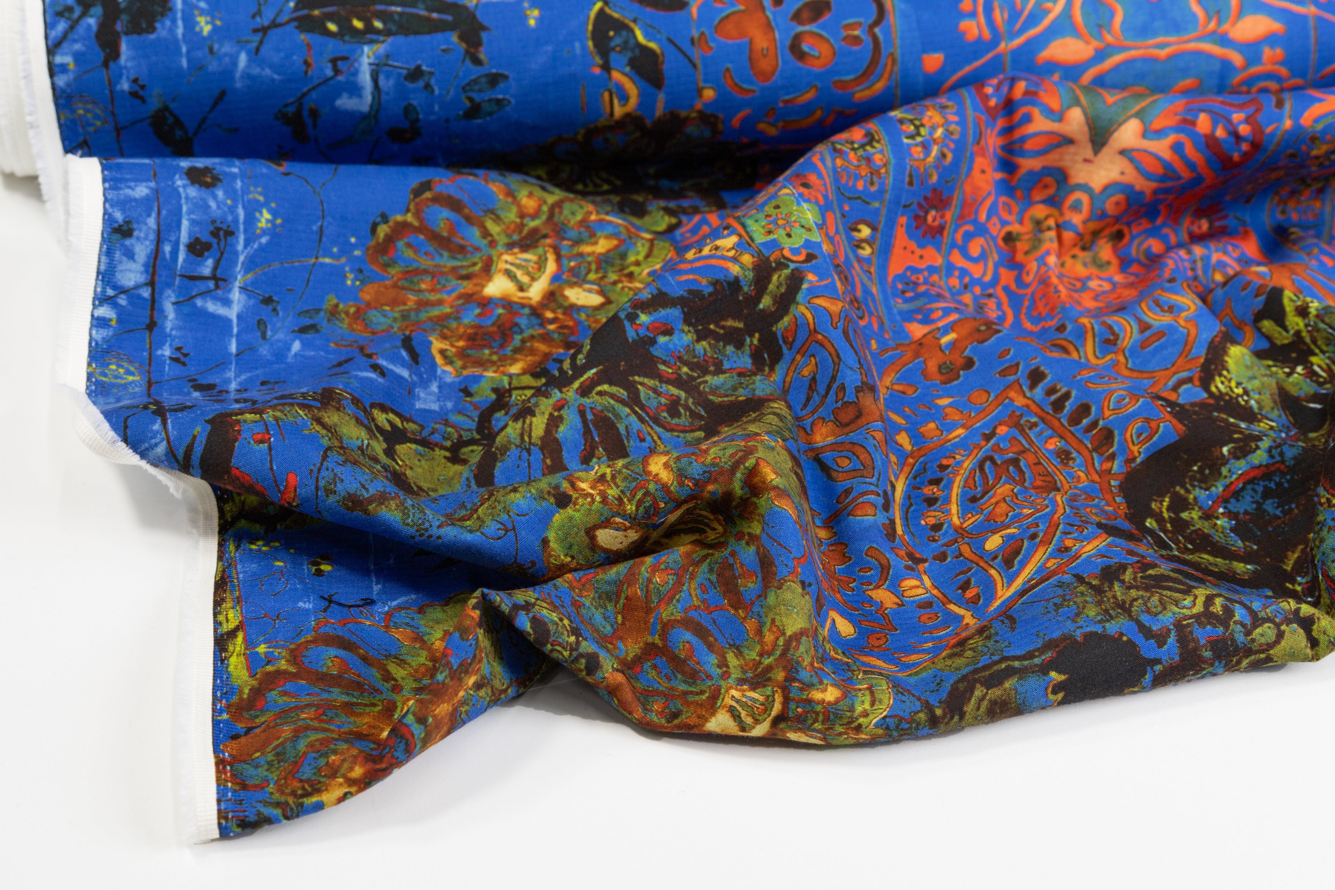 Heavy Italian Cotton Printed Panel - Blue / Multicolor