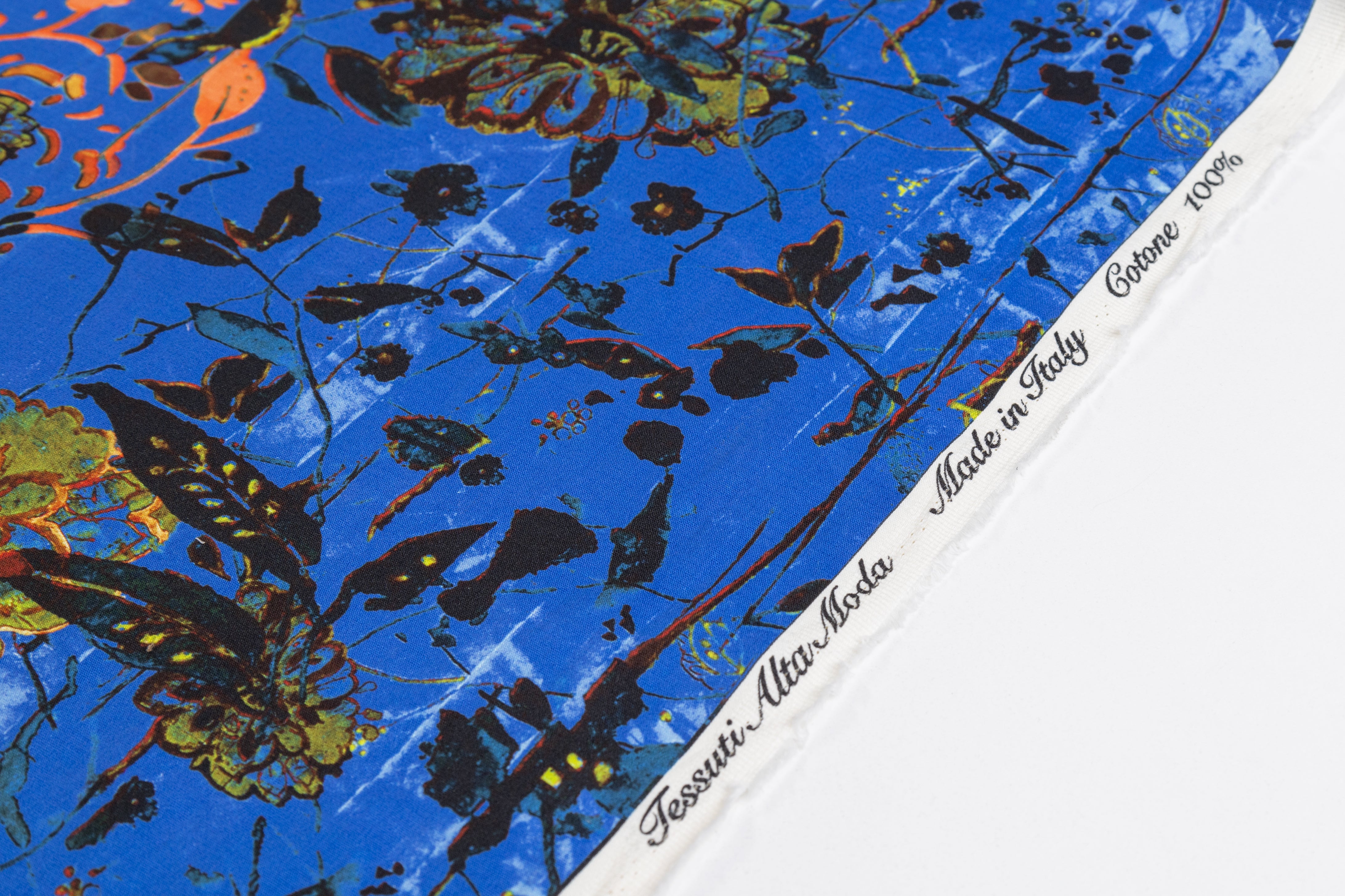 Heavy Italian Cotton Printed Panel - Blue / Multicolor