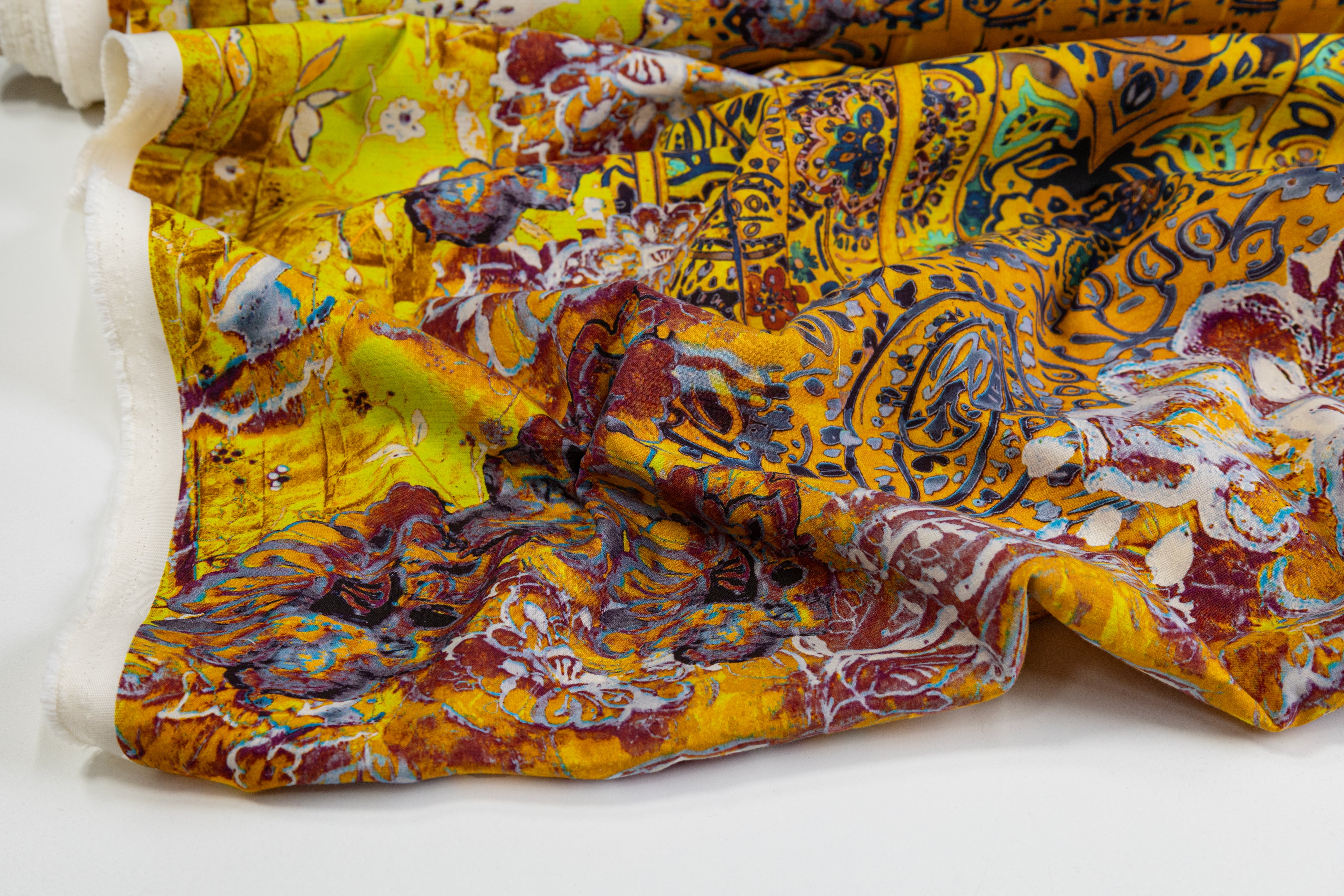 Heavy Italian Cotton Panel - Yellow / Multicolor