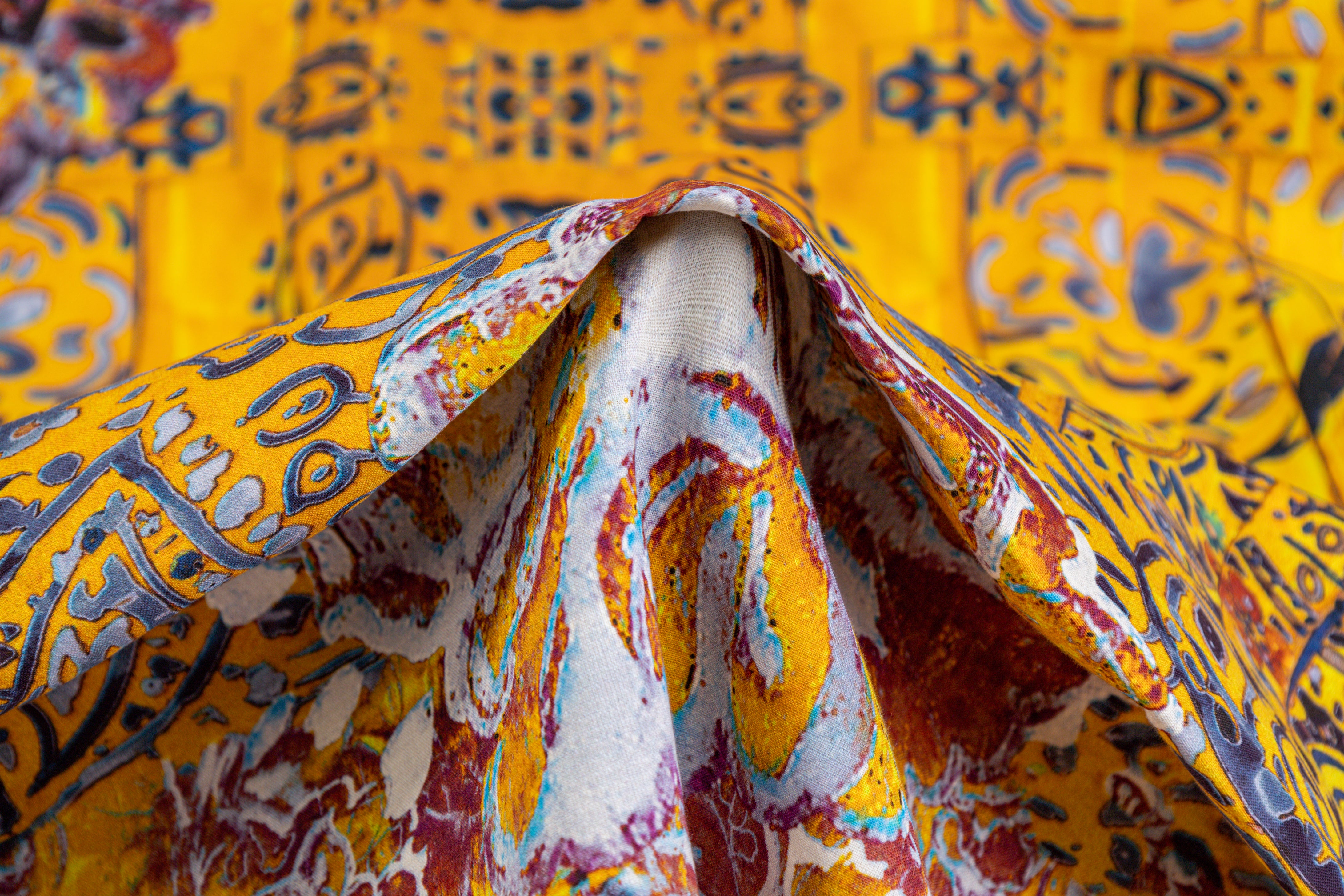 Heavy Italian Cotton Panel - Yellow / Multicolor