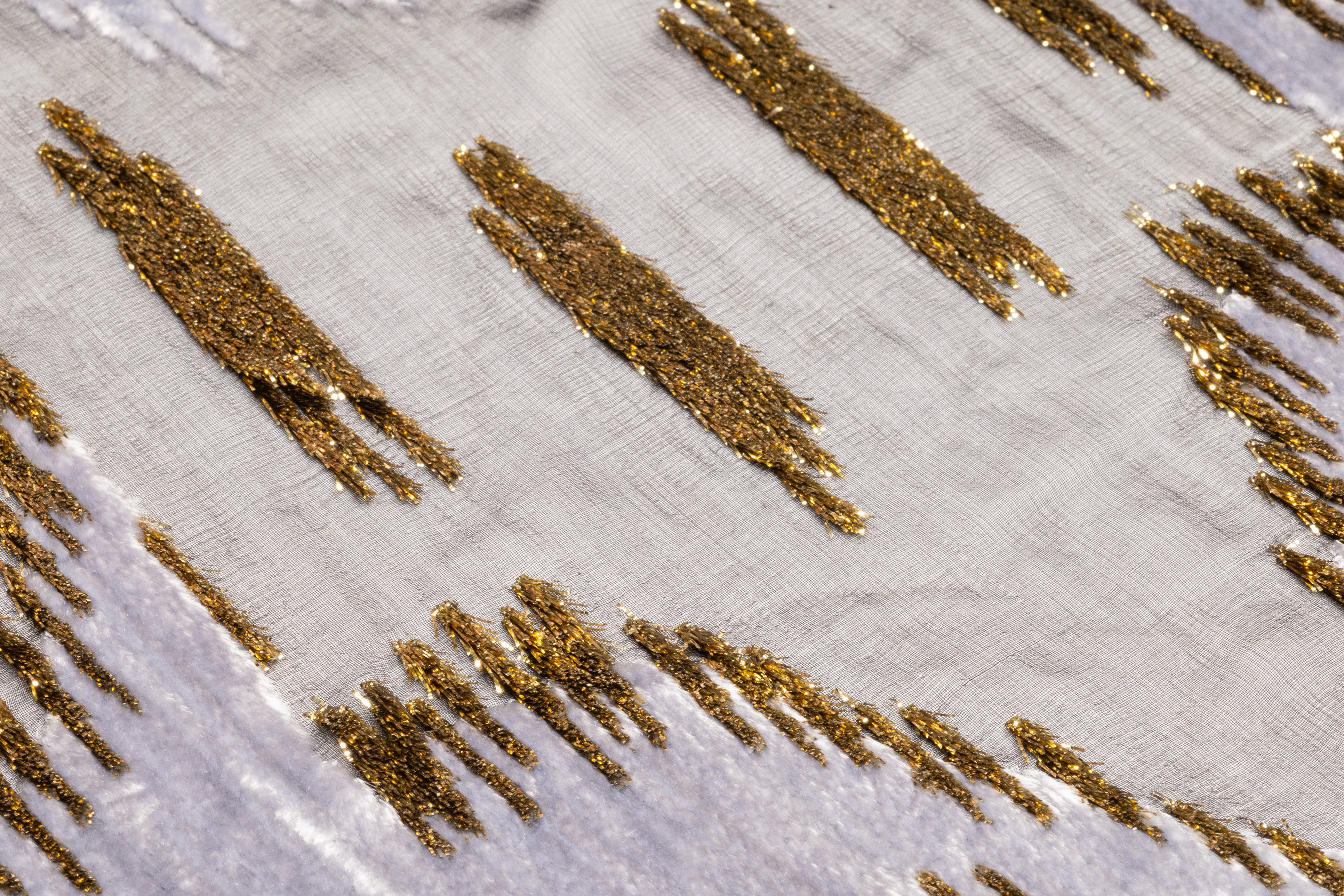 Ikat Italian Metallic Silk Viscose Velvet Fil Coupé - Black / Silver / Gold