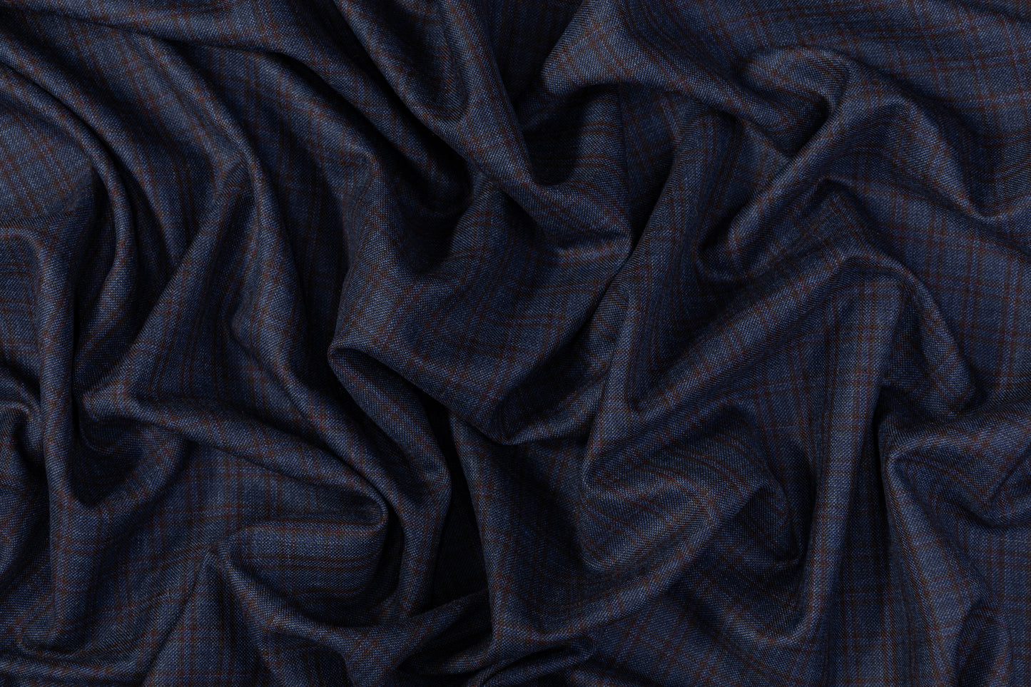 Checked Italian Wool Suiting - Navy / Brown