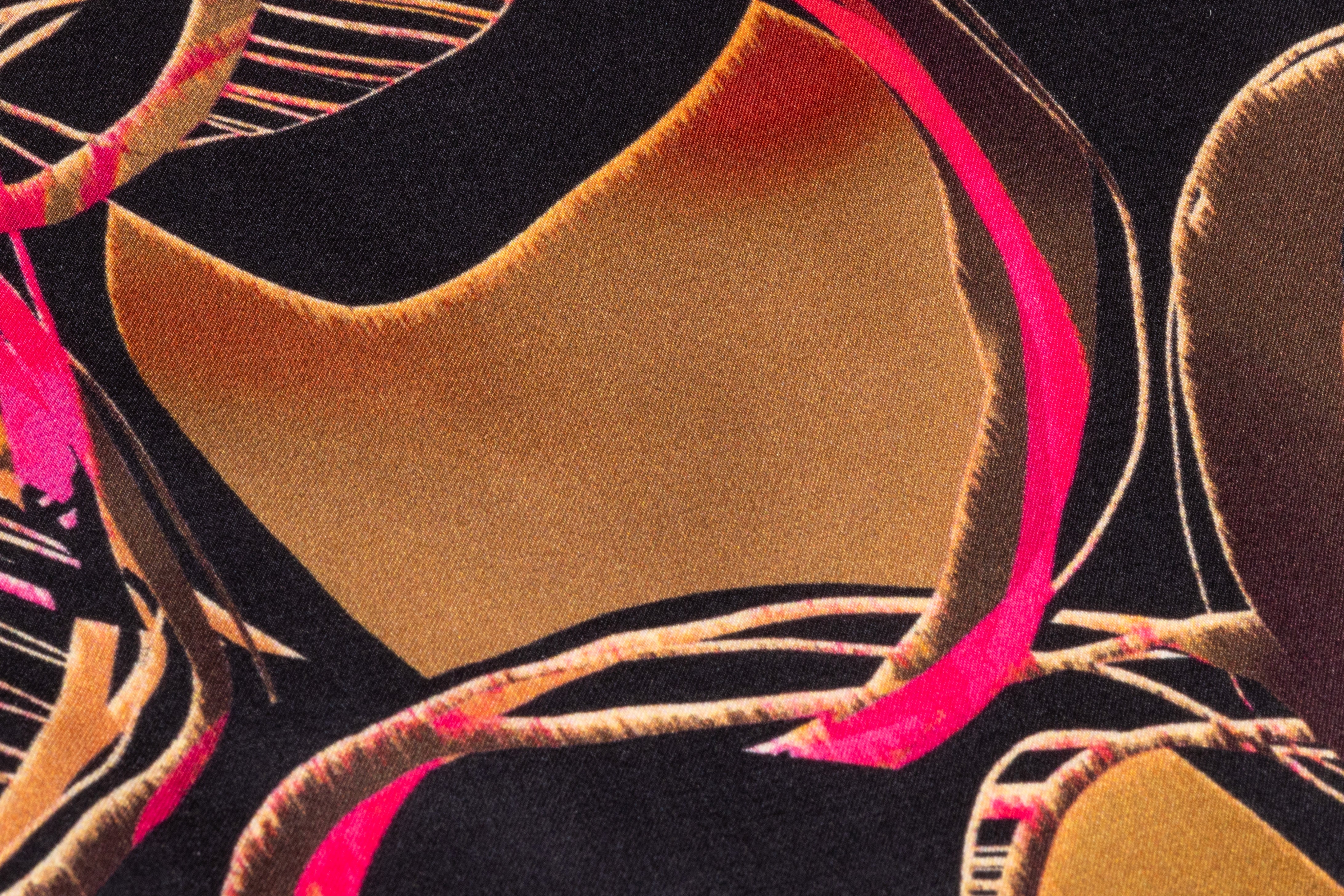 Abstract Italian Silk Charmeuse - Magenta / Brass / Gold / Black