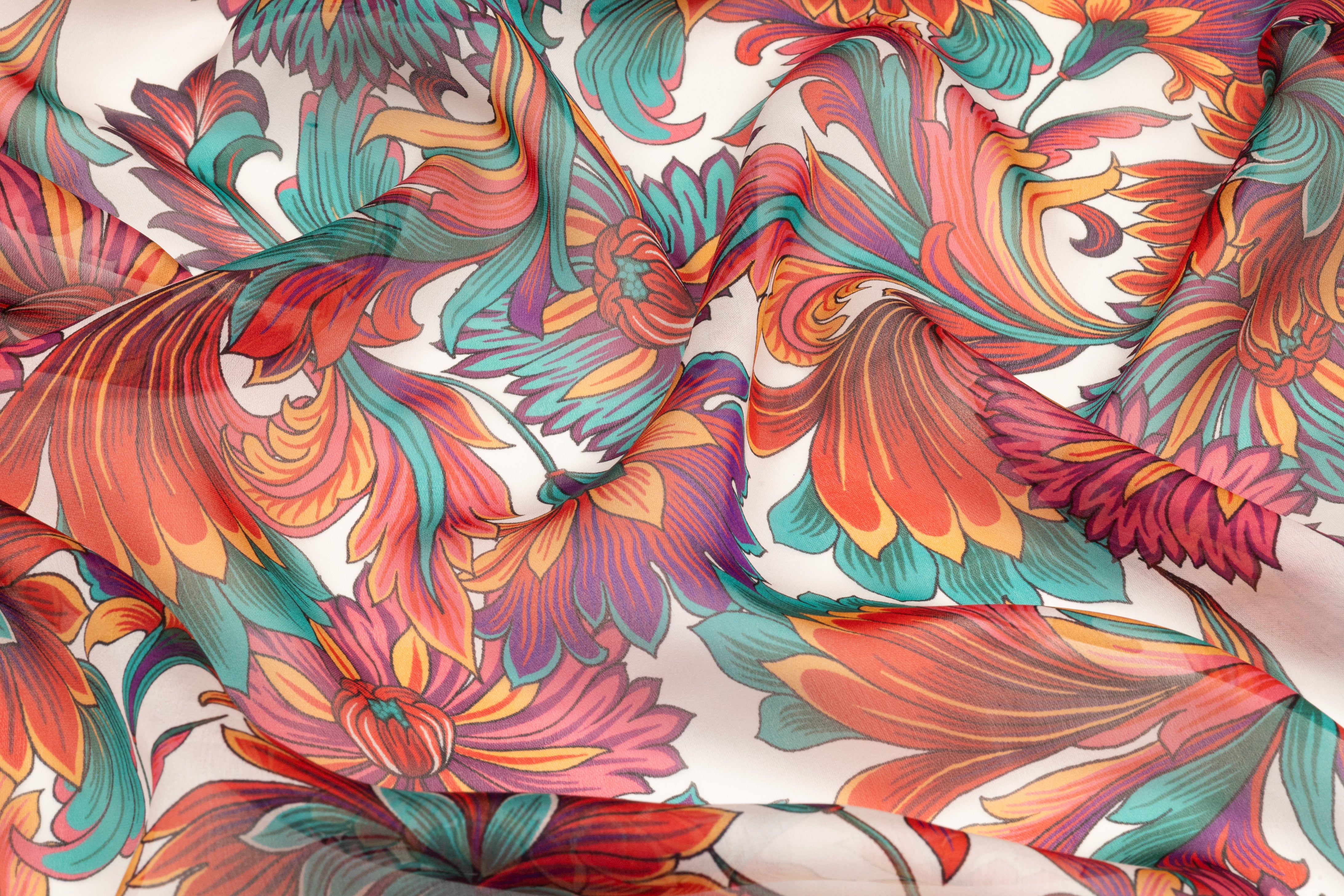 Floral Italian Silk Chiffon - Multicolor