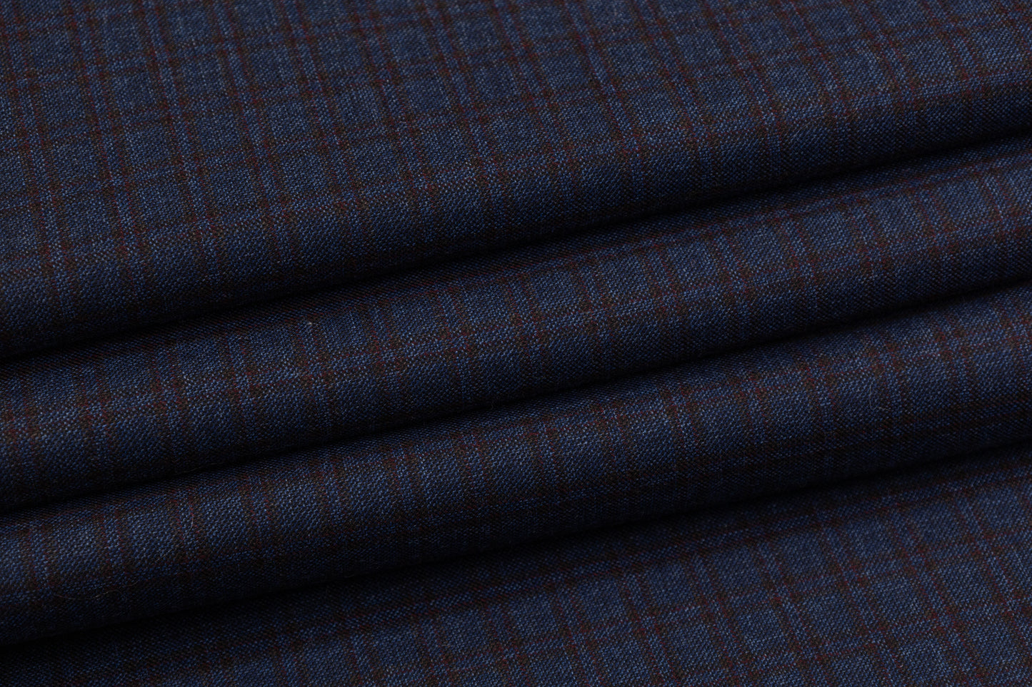 Checked Italian Wool Suiting - Navy / Brown