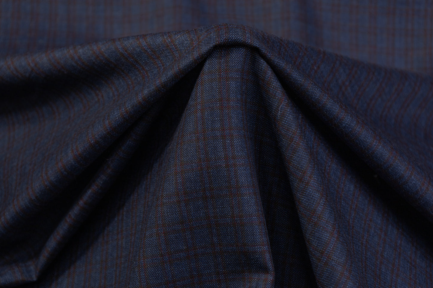 Checked Italian Wool Suiting - Navy / Brown