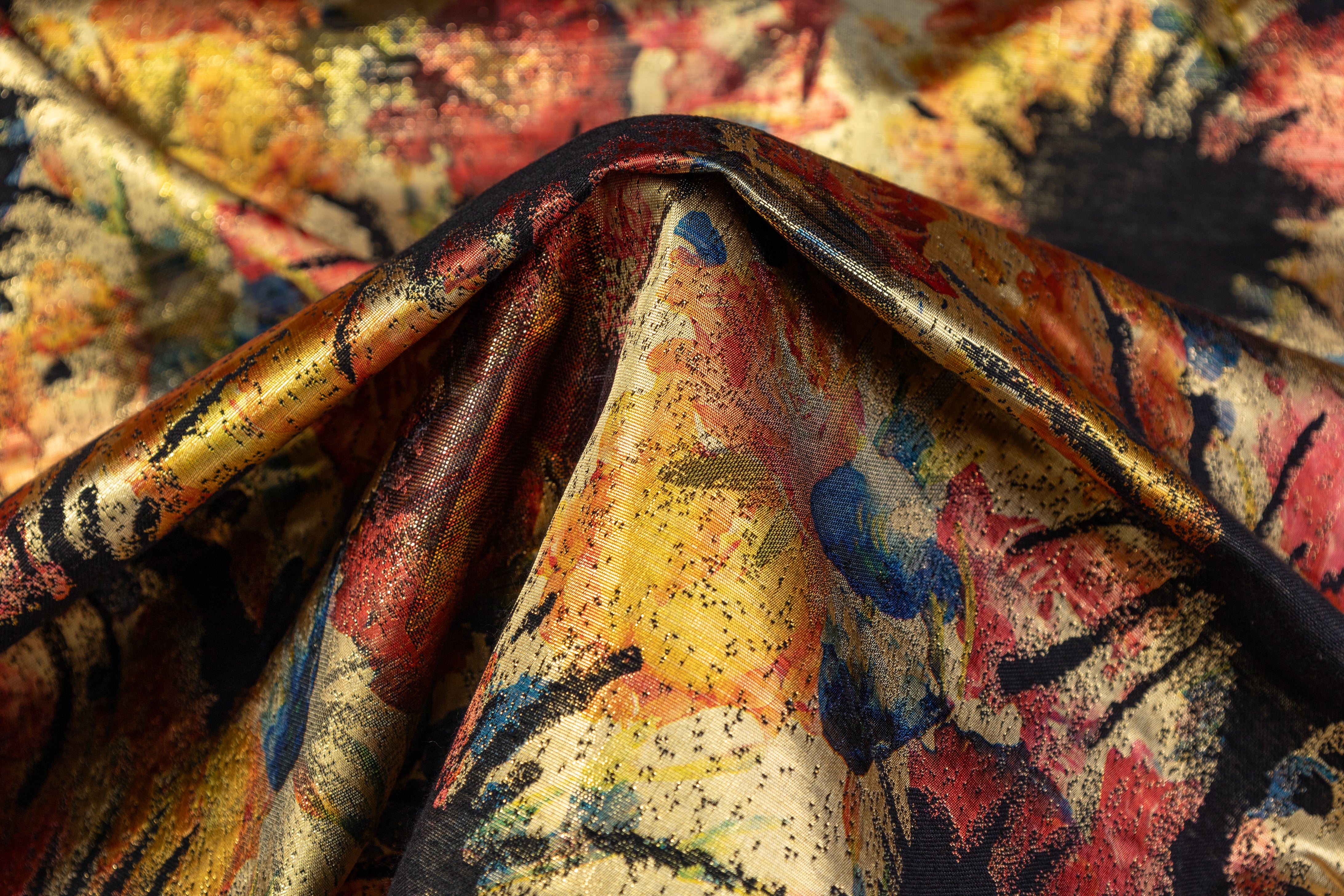 Abstract Metallic Italian Brocade - Yellow / Multicolor