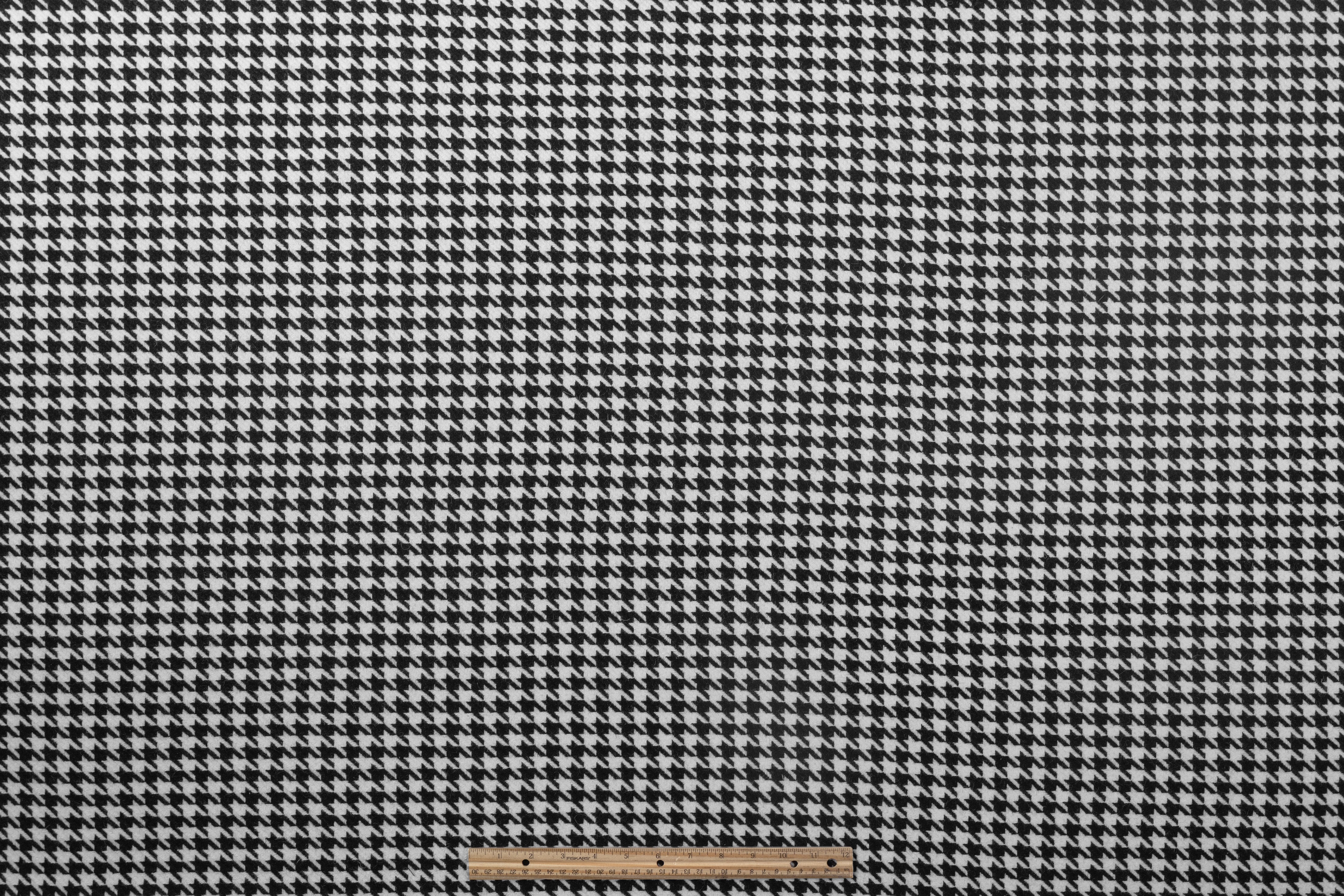 Houndstooth Italian Wool Nylon Coating - Black / White