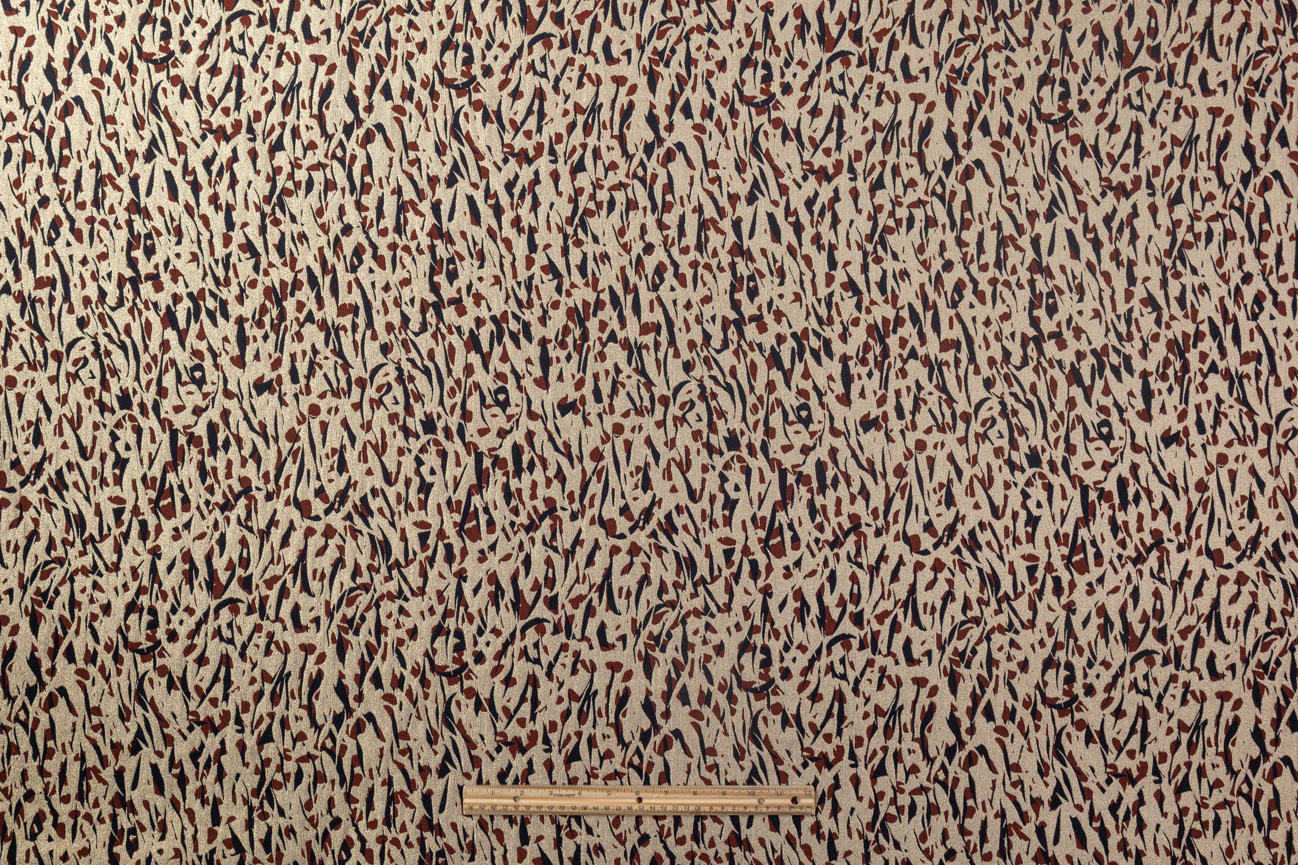 Abstract Metallic Cotton Nylon Brocade - Gold / Navy / Red