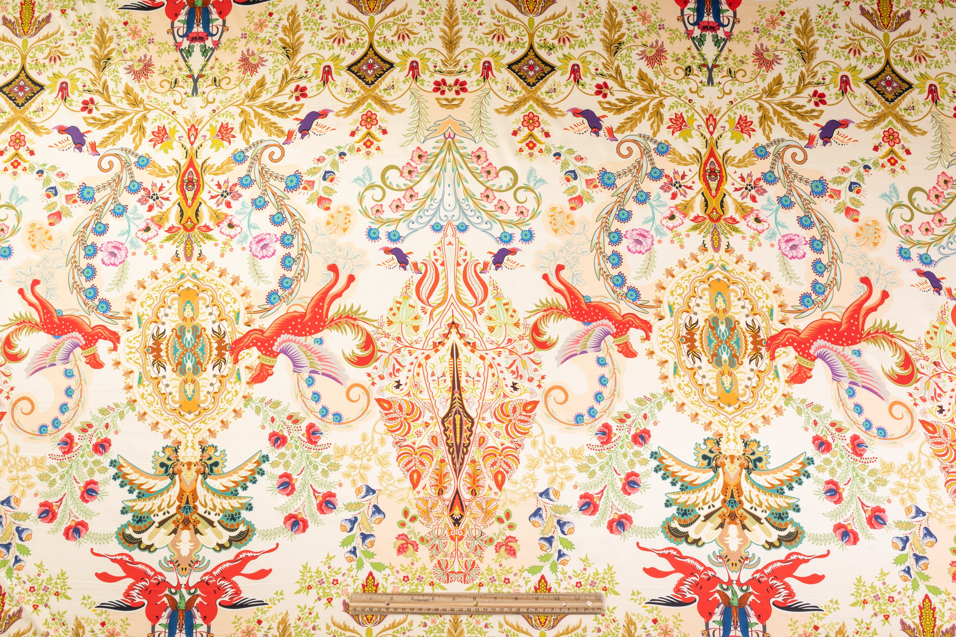 Italian Silk Charmeuse - Champagne / Multicolor