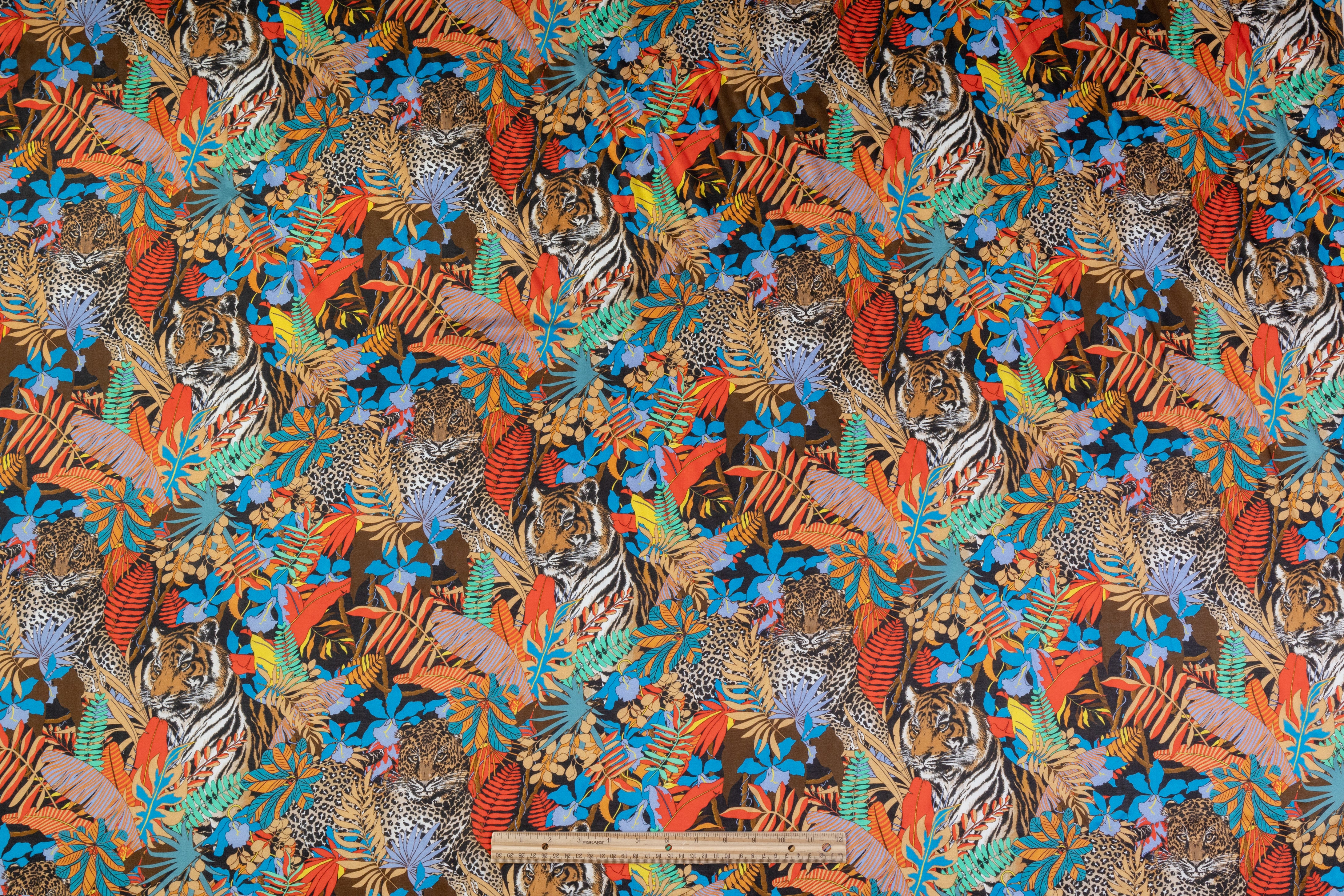 Jungle Print Italian Silk Viscose Crepe de Chine - Multicolor