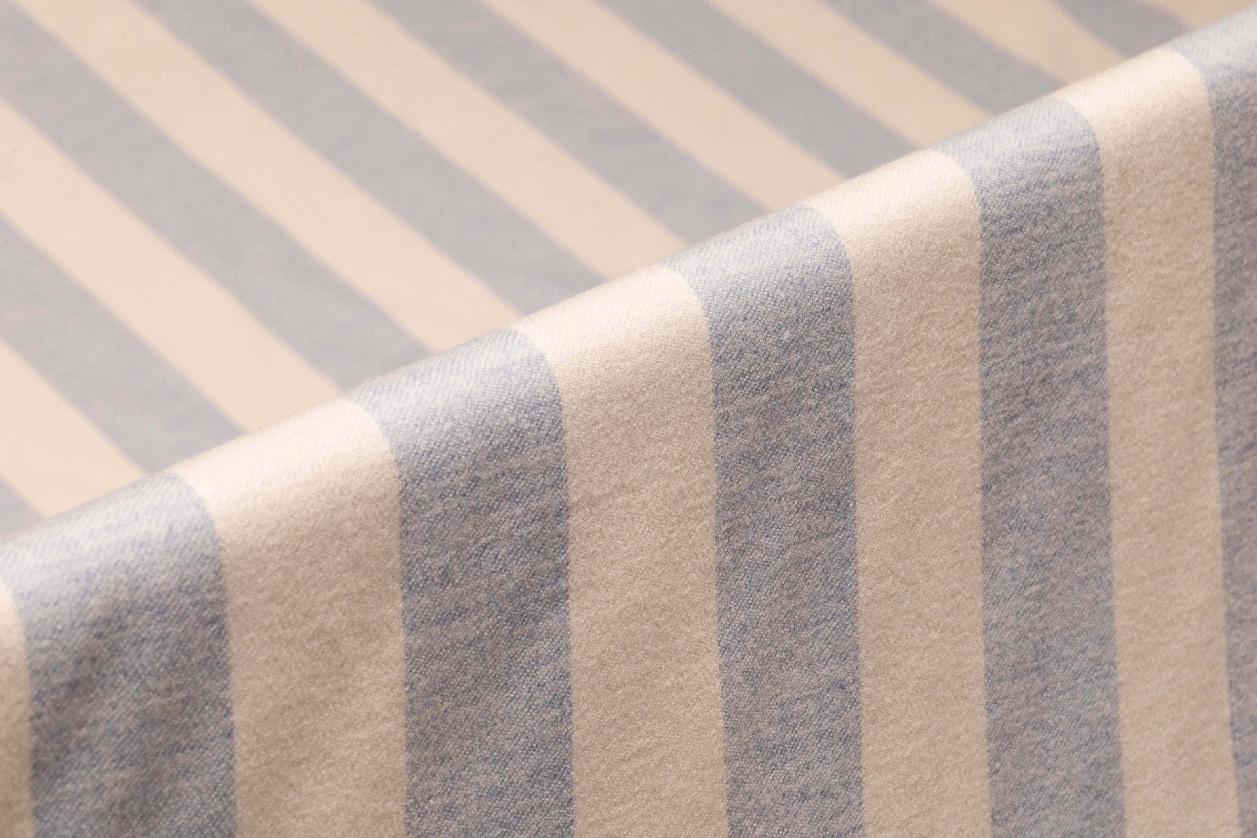 Striped Italian Wool Flannel - Blue / Eggshell
