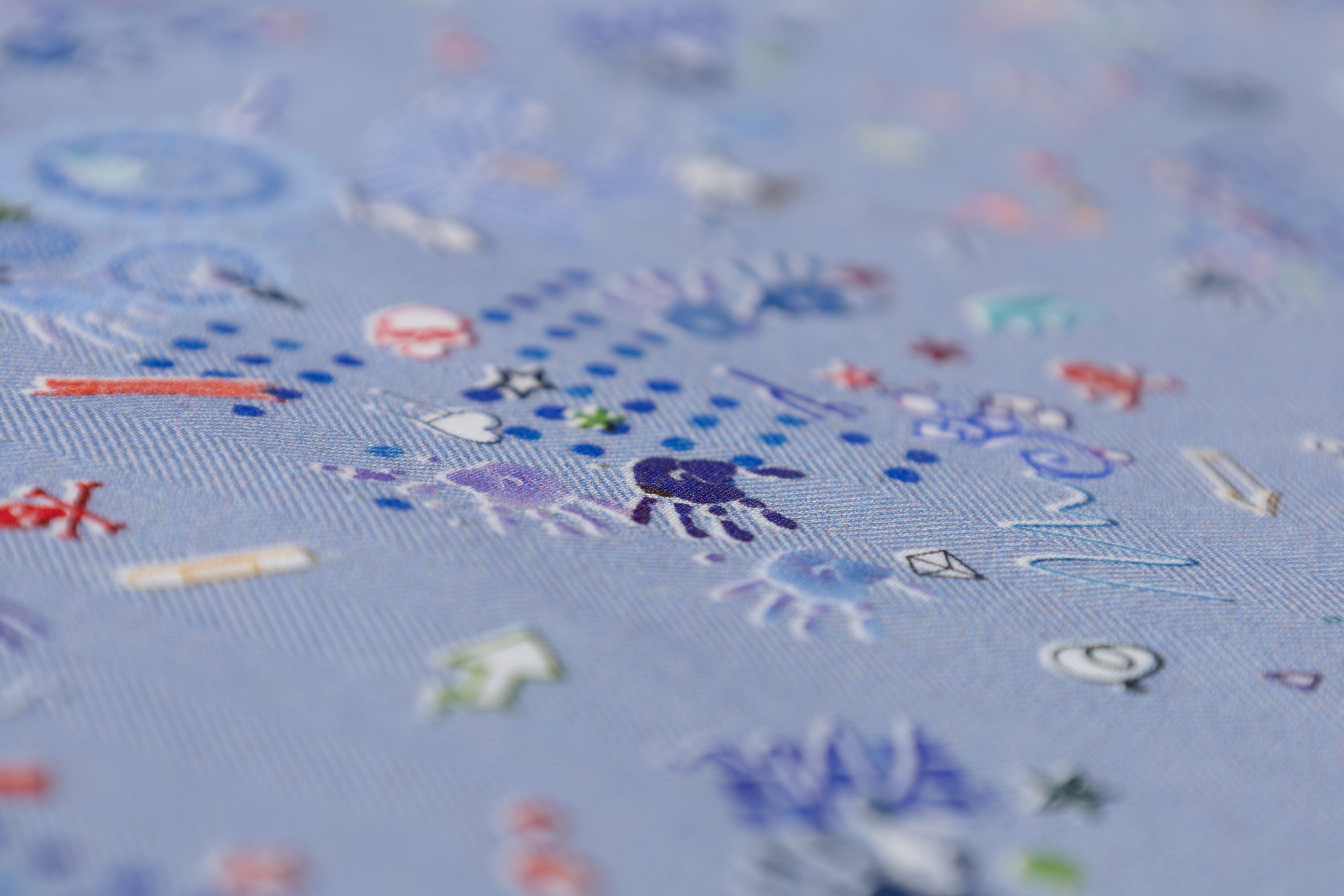 Doodle Printed Italian Cotton - Blue
