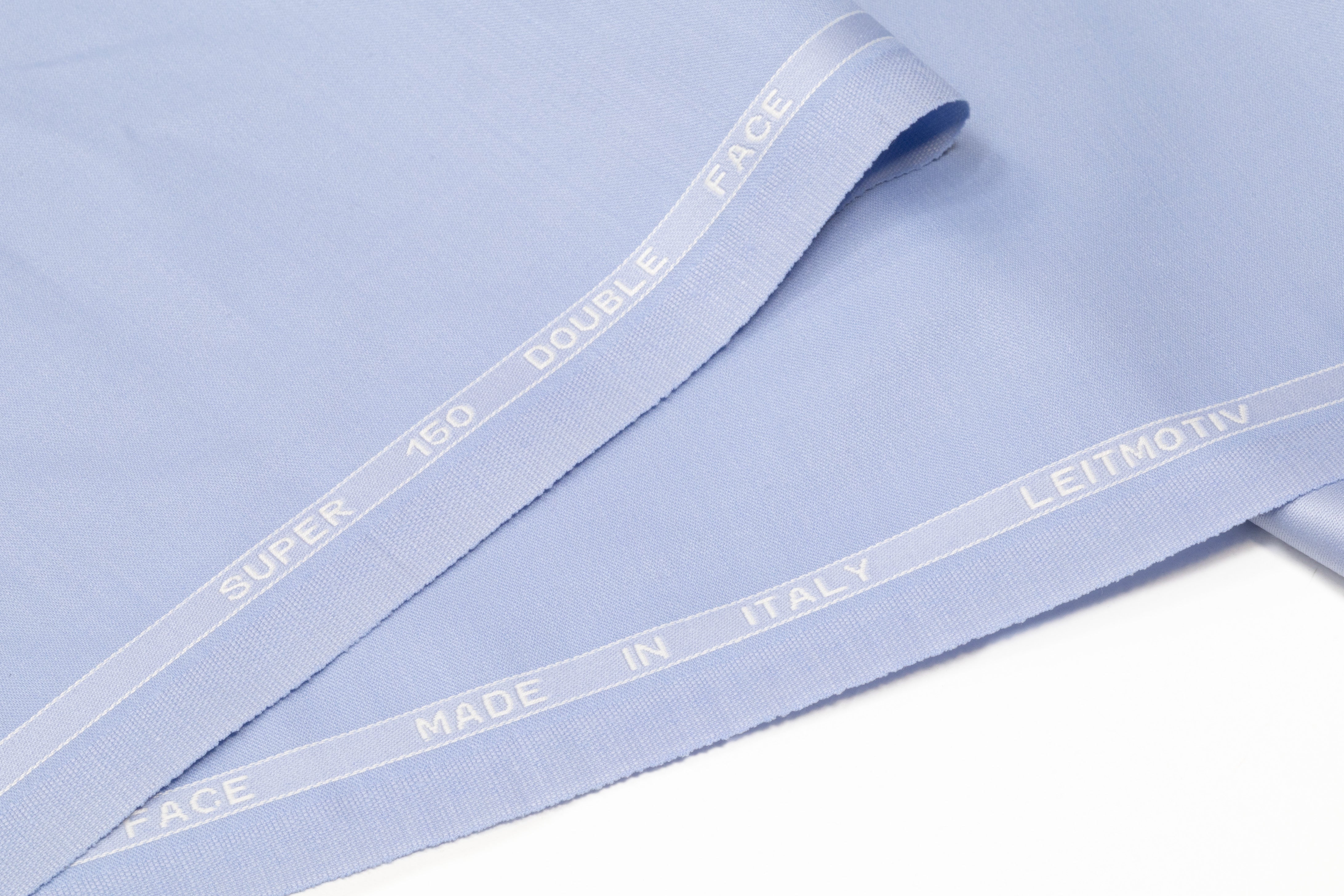 Super 150s Italian Wool Blend Satin Faille Suiting - Carolina Blue
