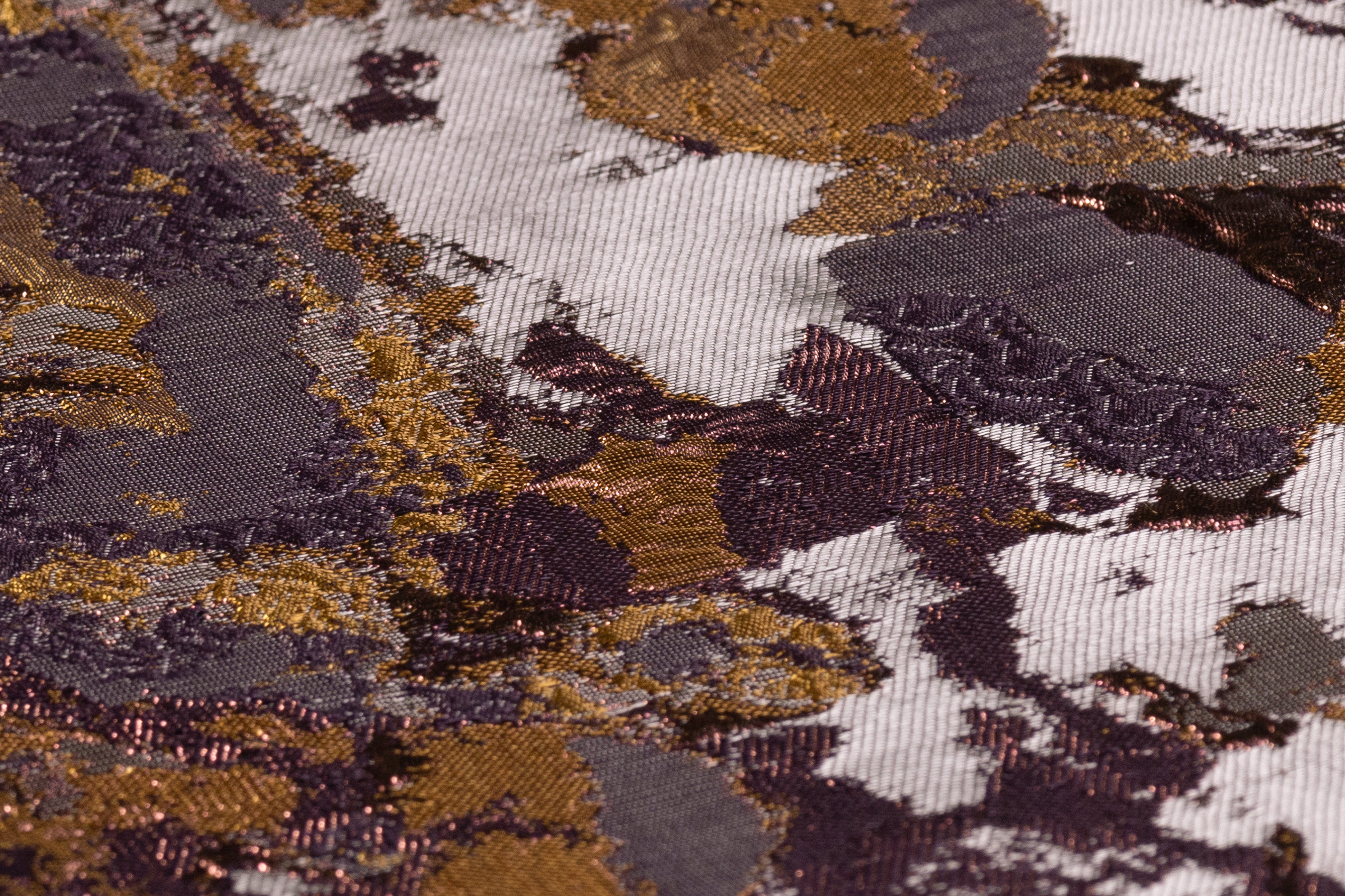 Abstract Metallic Cloqué Brocade - Antique Gold / Gray / Copper