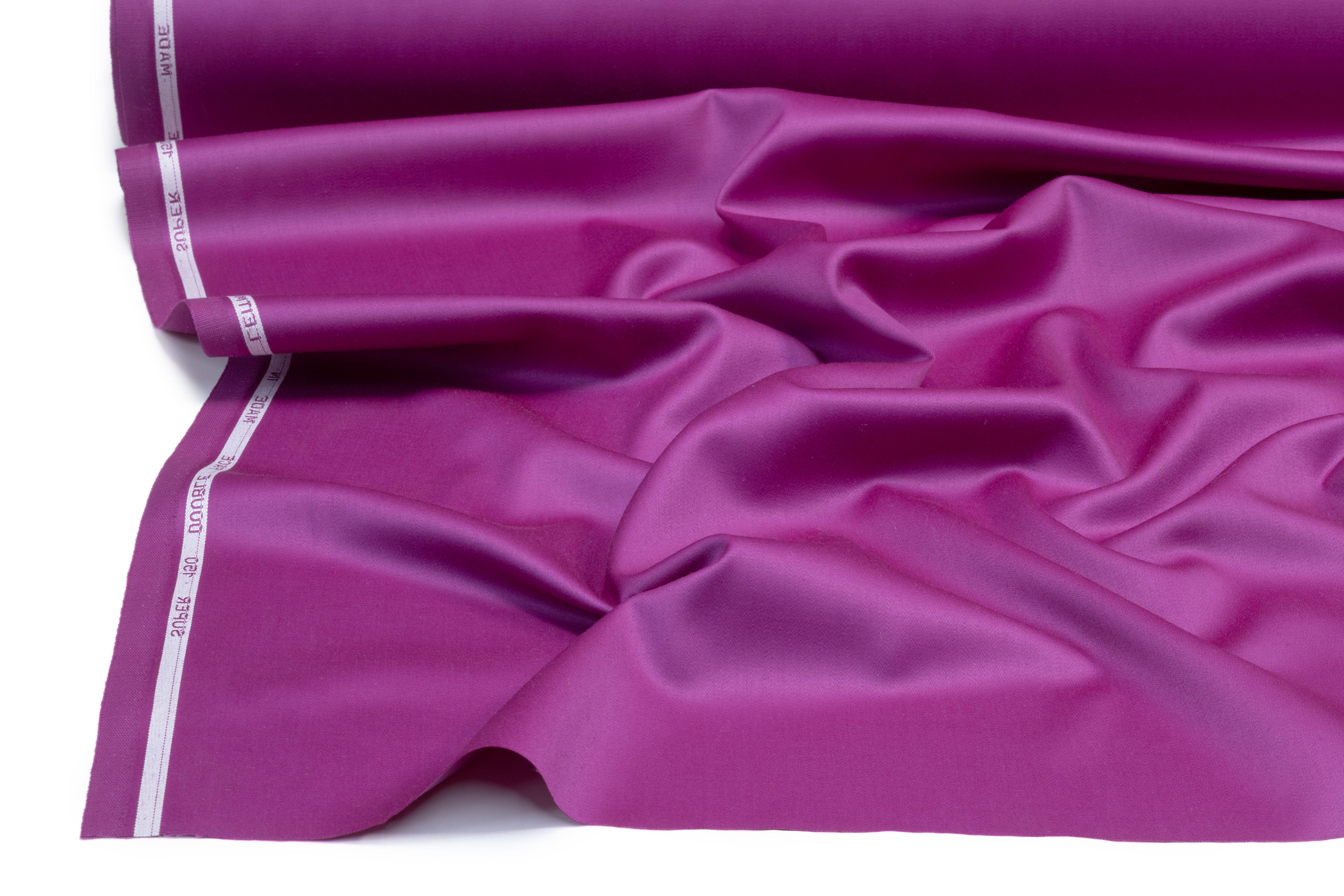 Super 150s Italian Wool Blend Satin Faille Suiting - Dark Fuchsia